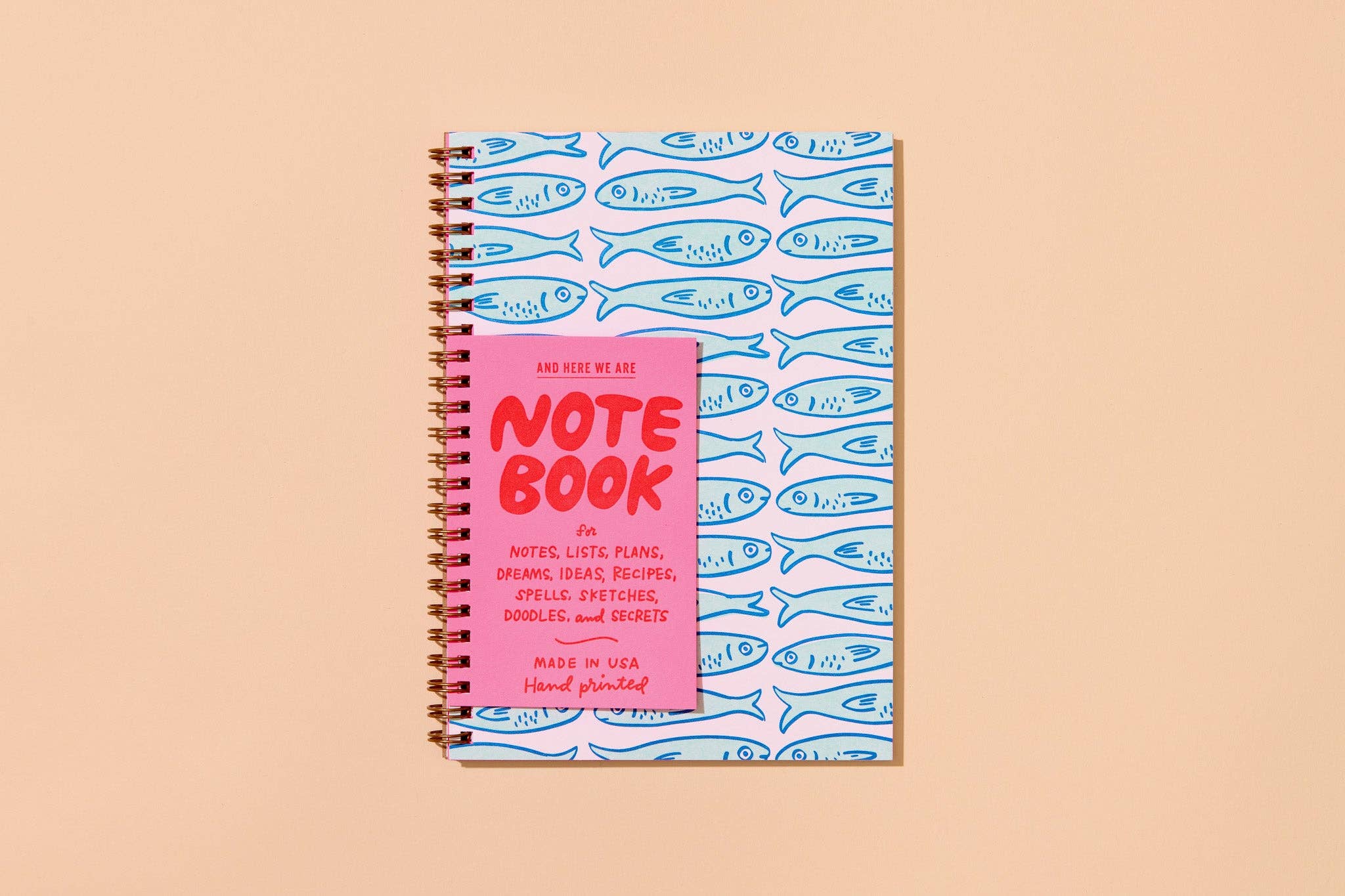 Letterpress A5 Spiral Notebook / Sardines
