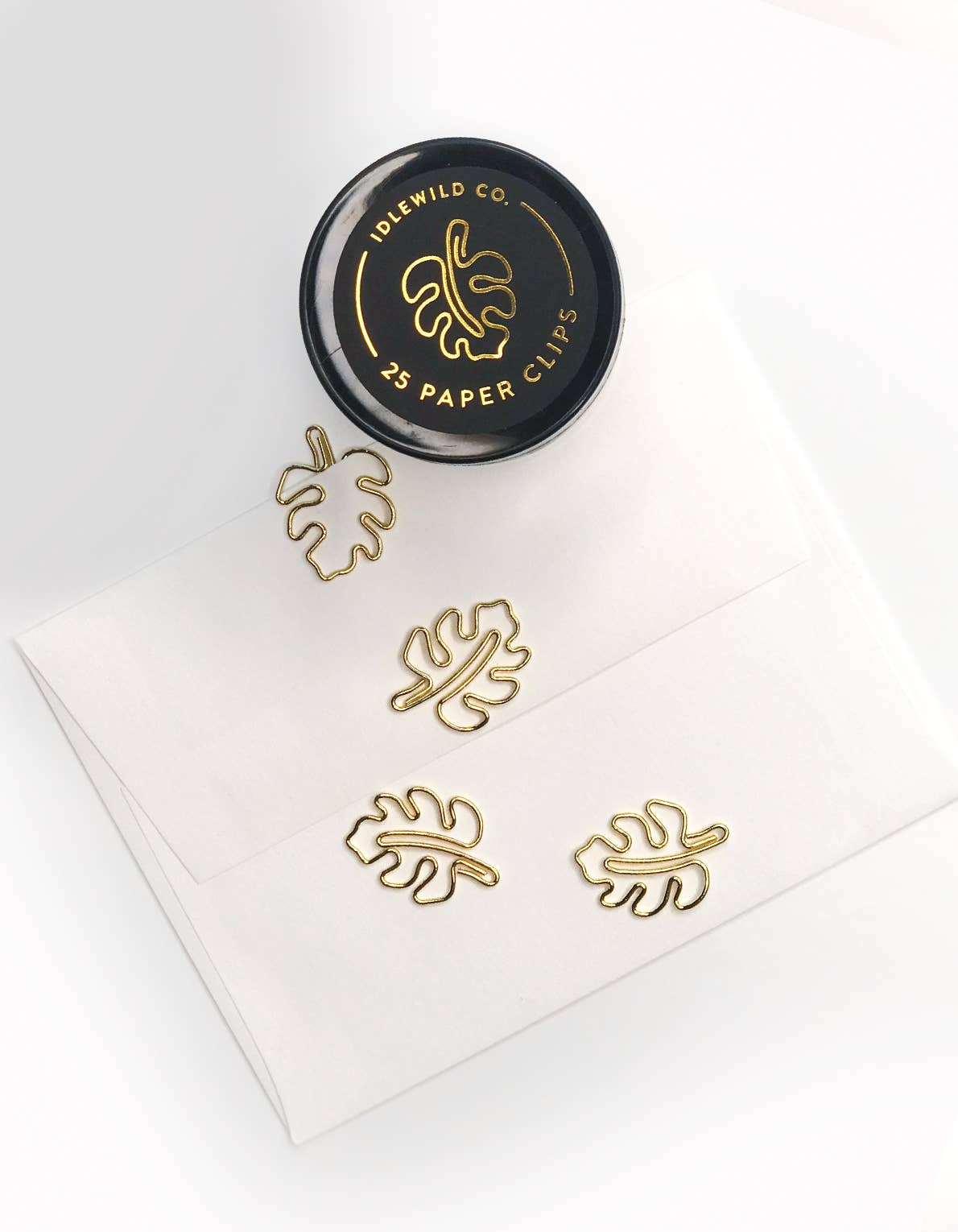 Monstera Gold Plated Paper Clips (Jar of 25)