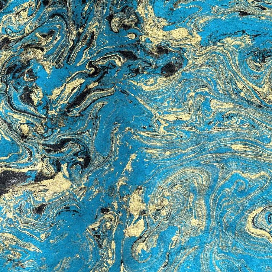 Lokta Gift Wrap / Turquoise Marble