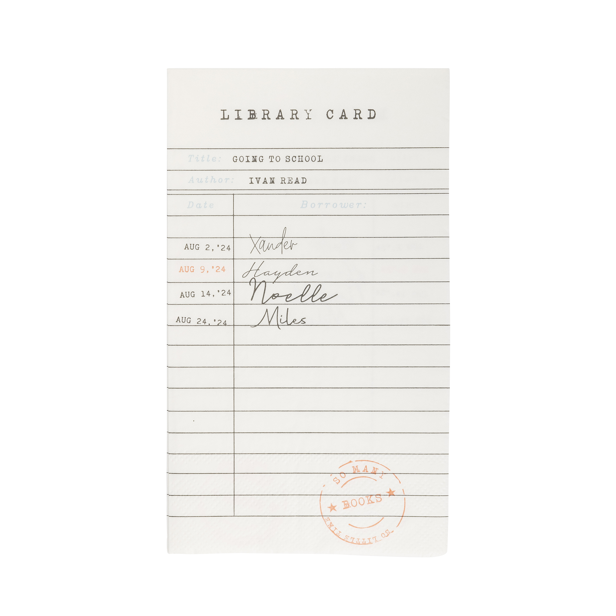Library Card Dinner Napkin