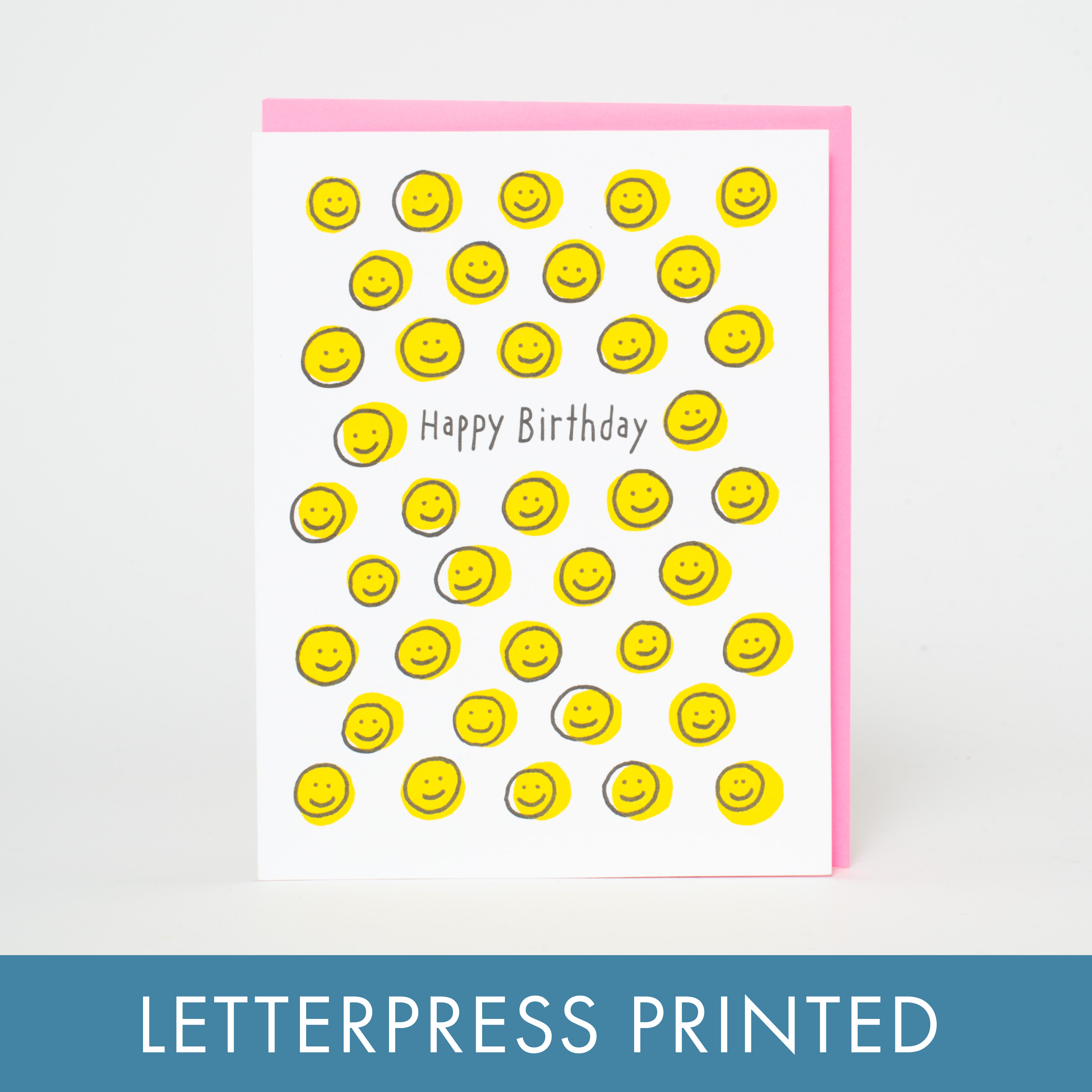 Happy Face Birthday Letterpress Card