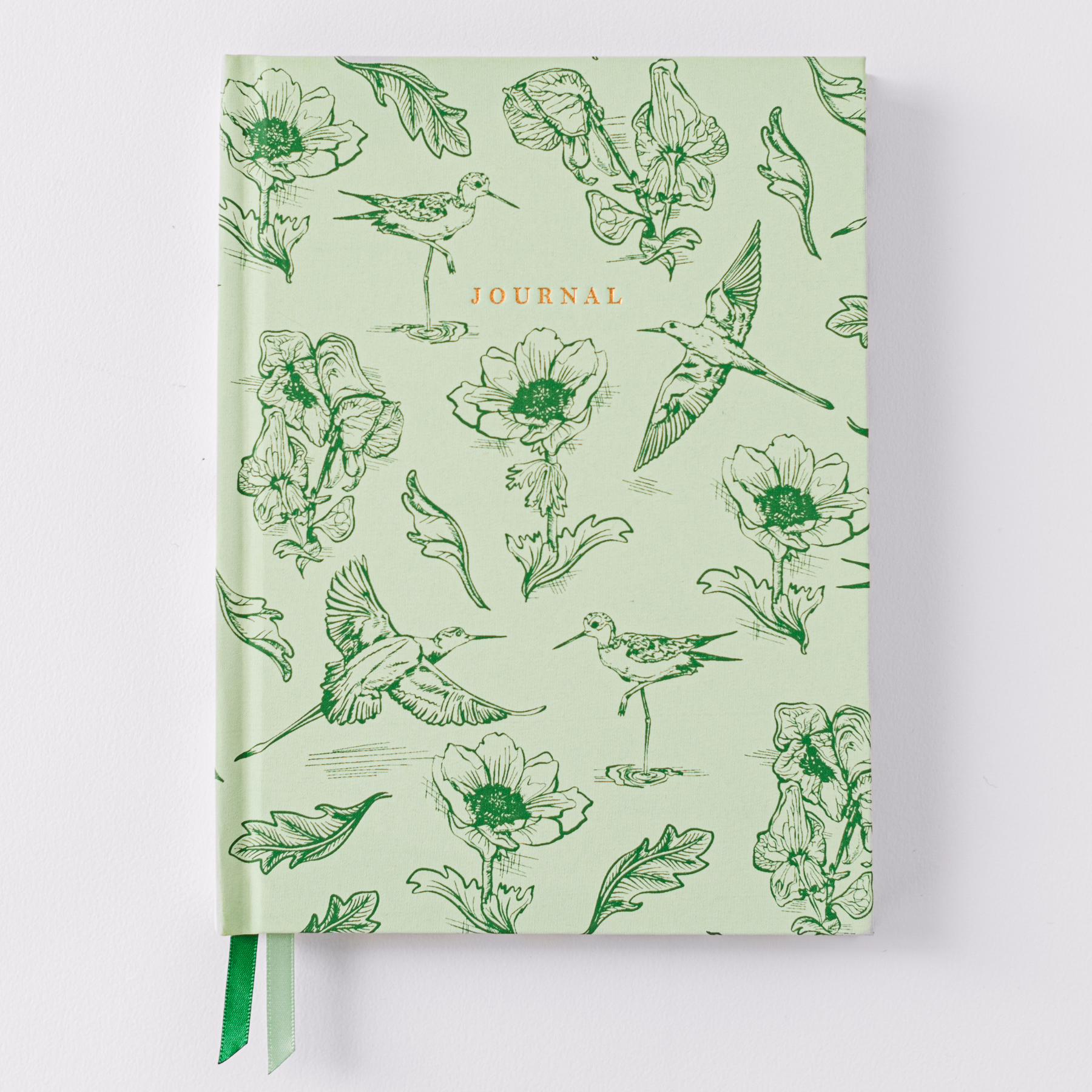 Green Botanical Bird Toile Journal