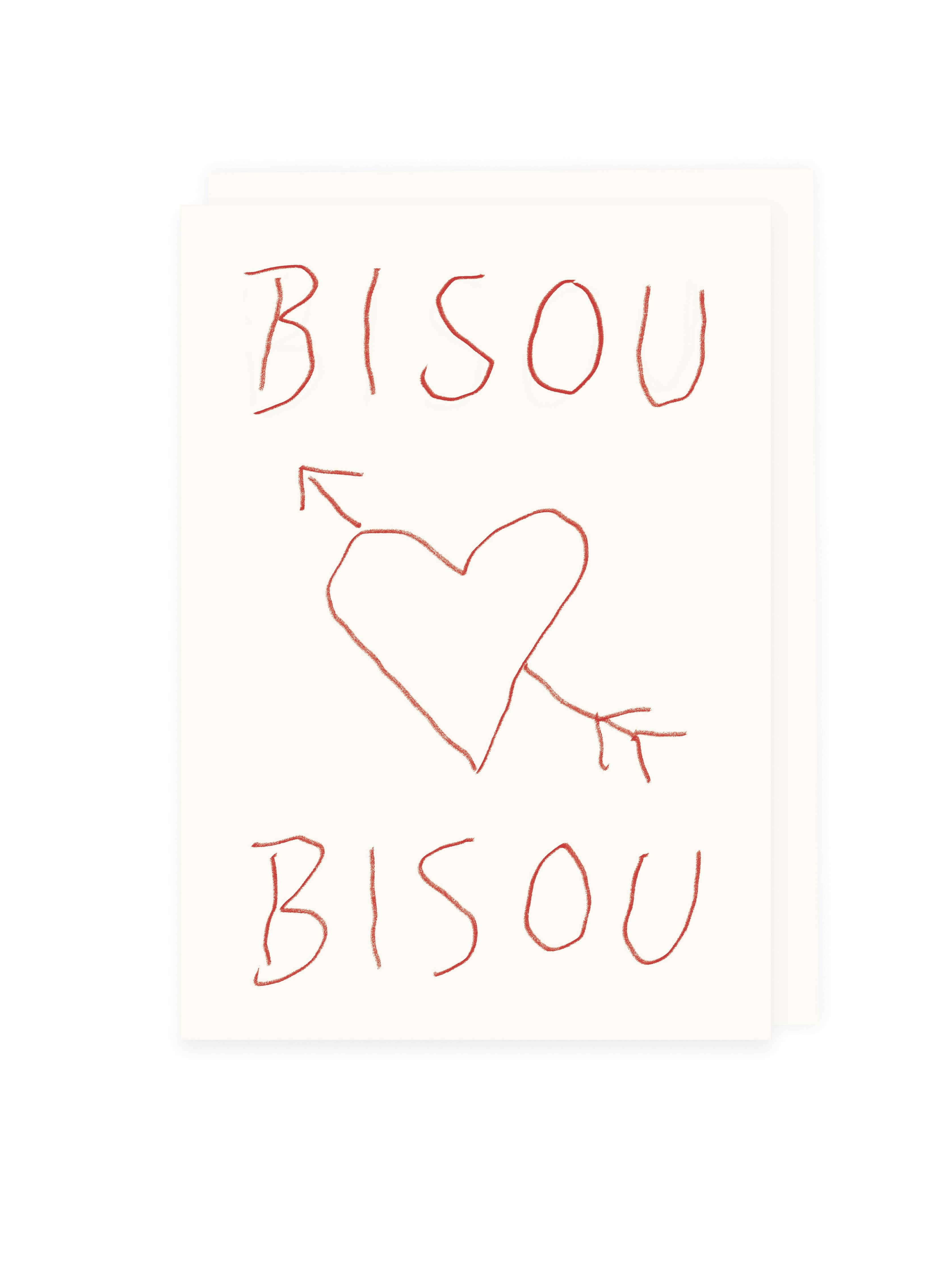 Bisou Bisou Risograph Greeting Card