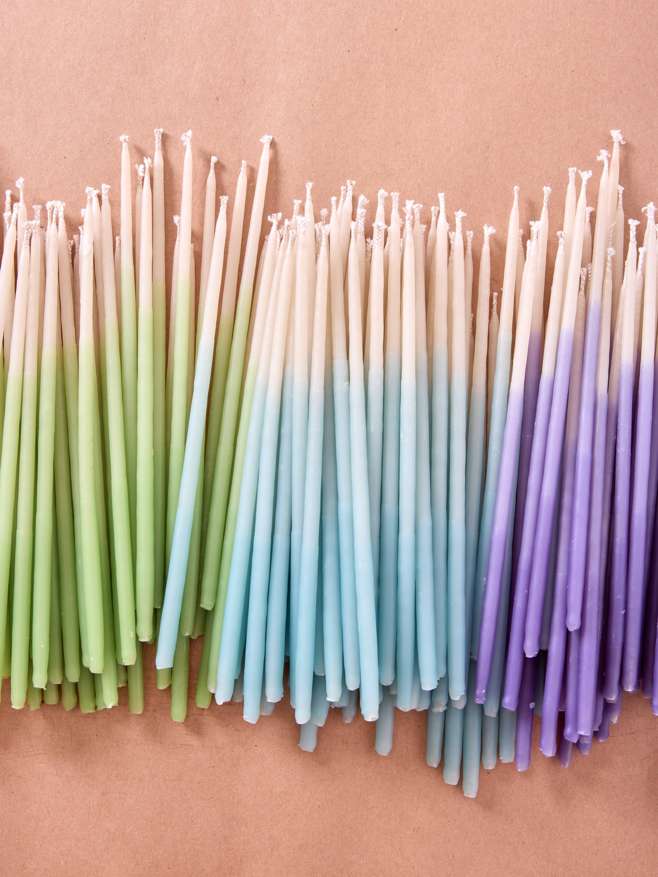 Hand-dipped Beeswax Birthday Candles | Tall Rainbow Ombré