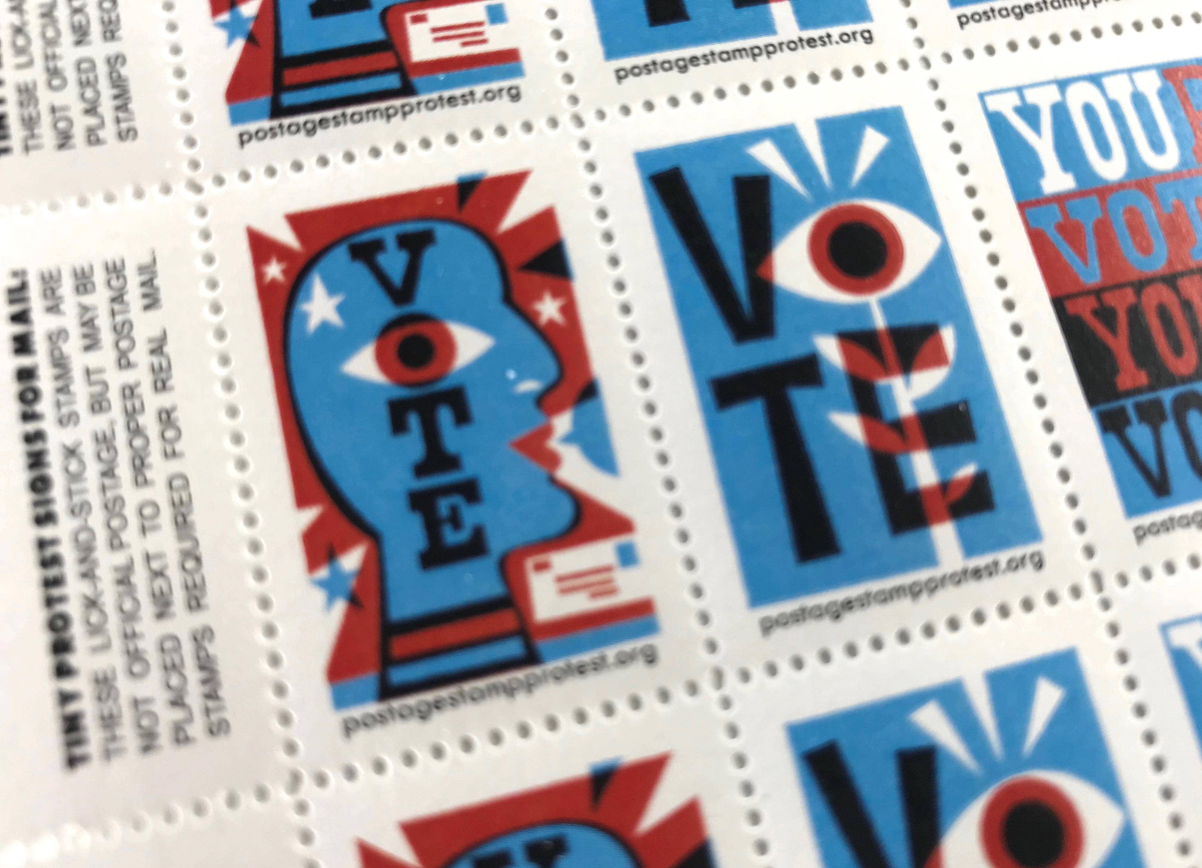 Get Out The Vote stamps by Michael Wertz