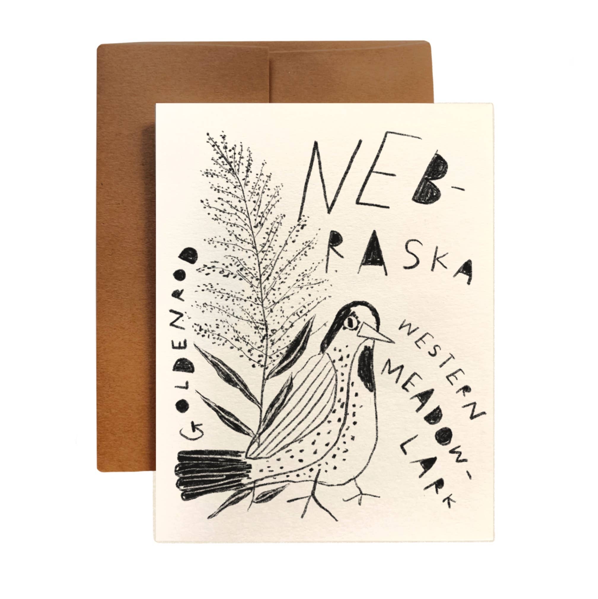 Nebraska Meadowlark and Goldenrod Card