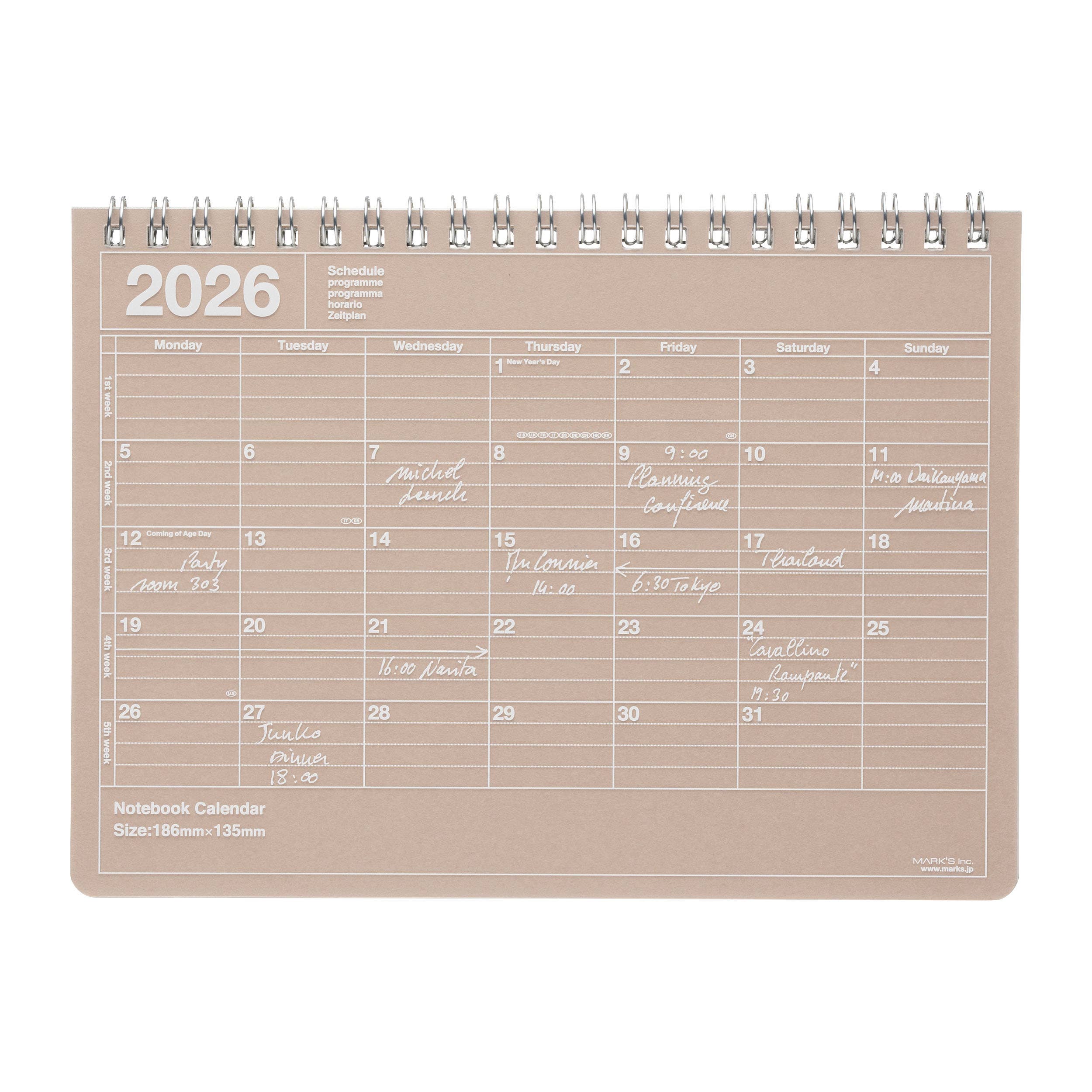 MarkStyle Notebook Calendar 2026 / B5 / Brown