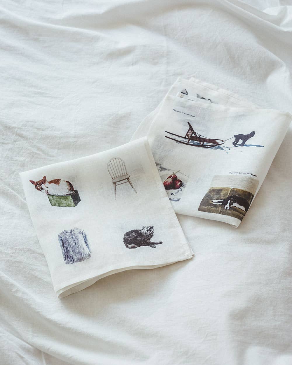 Linen Handkerchief by M.Ogihara / Living With Cats