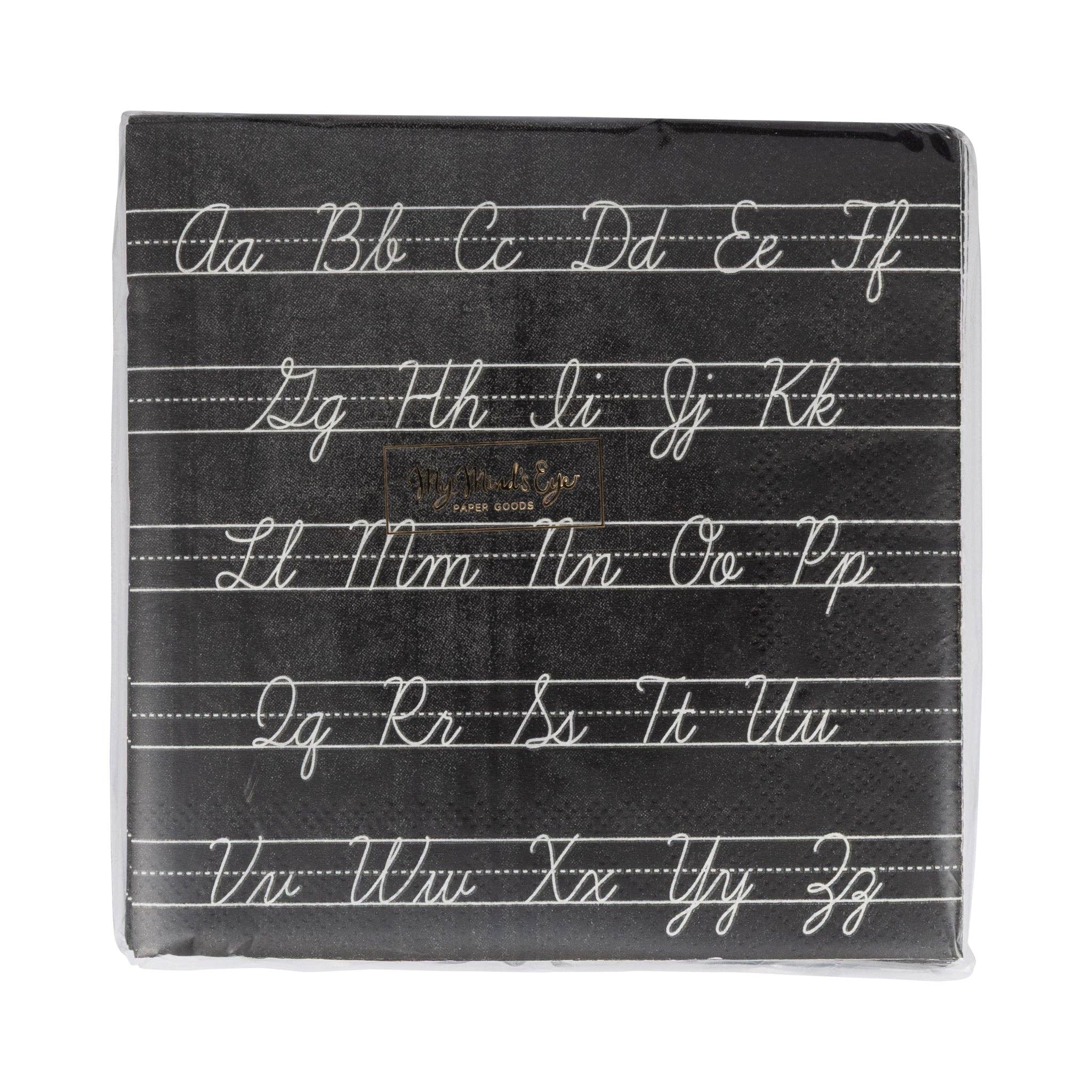 Cursive ABCs Paper Cocktail Napkin