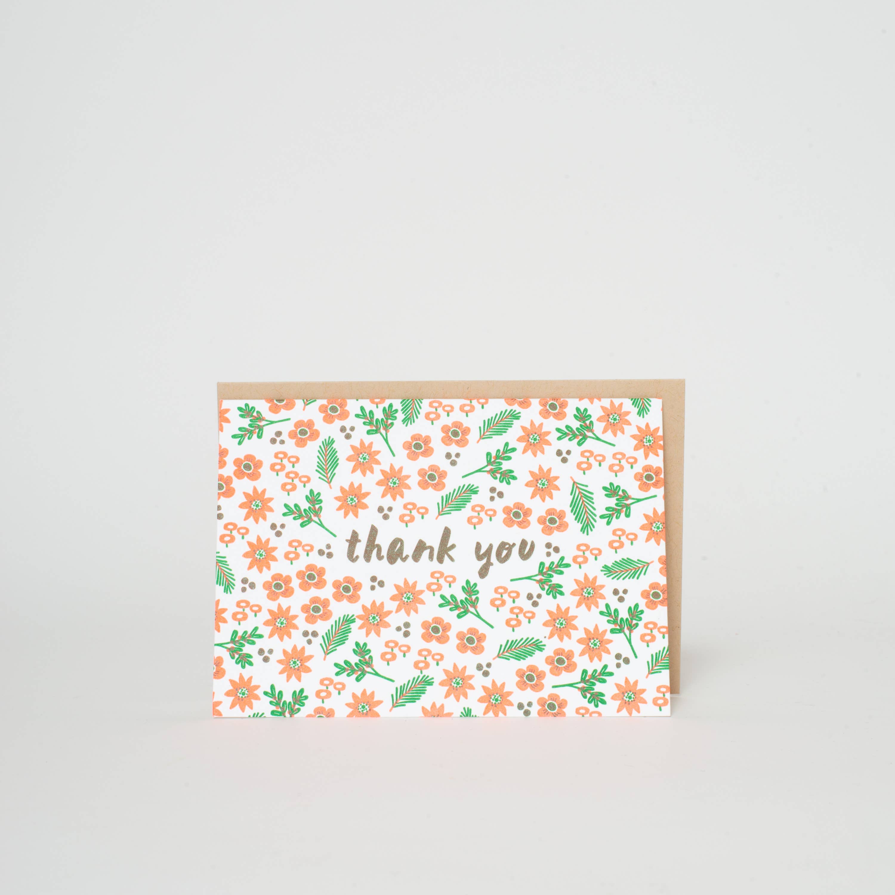 Floral Letterpress Thank You Cards / Set of 6