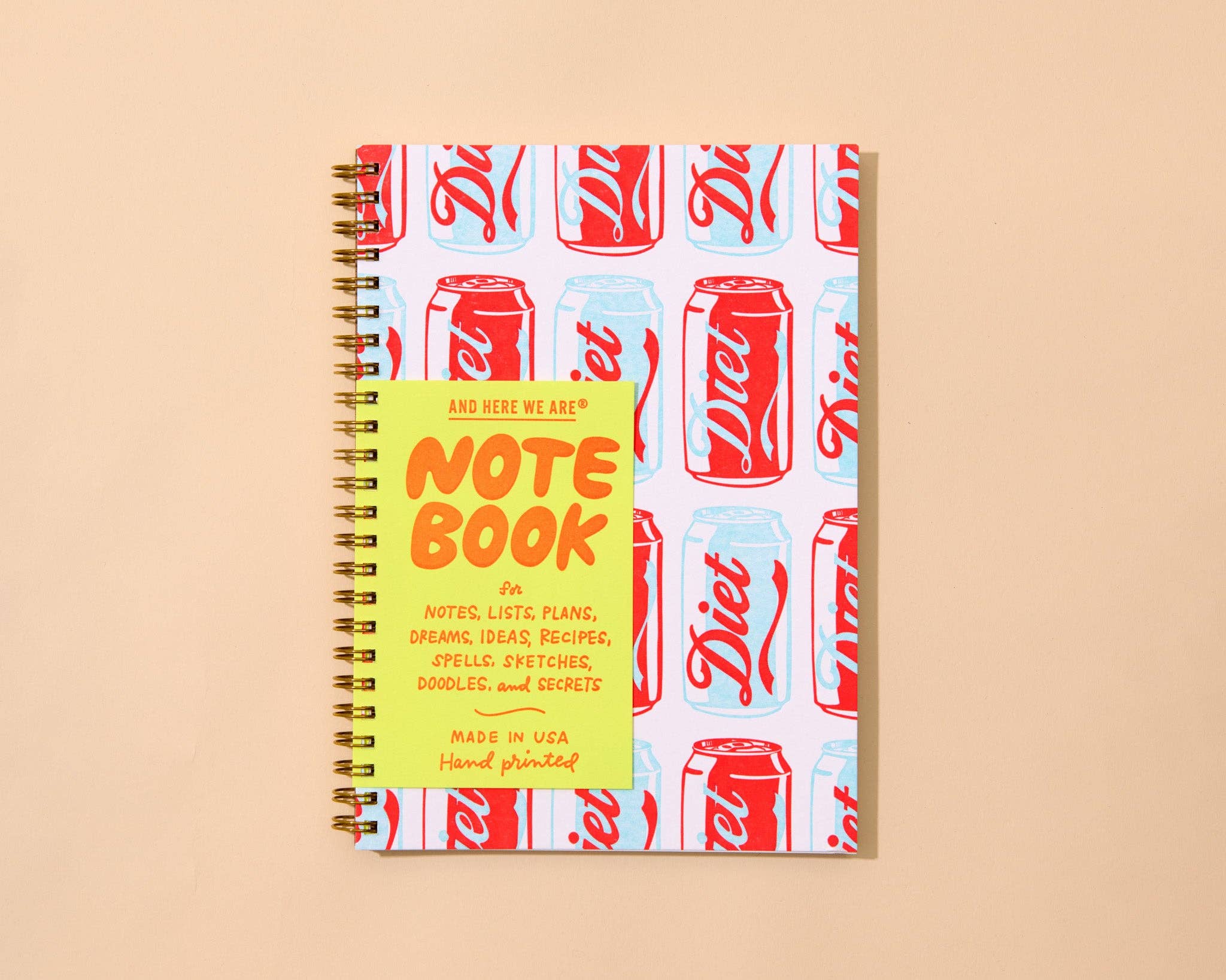 Letterpress A5 Spiral Notebook / Diet Soda