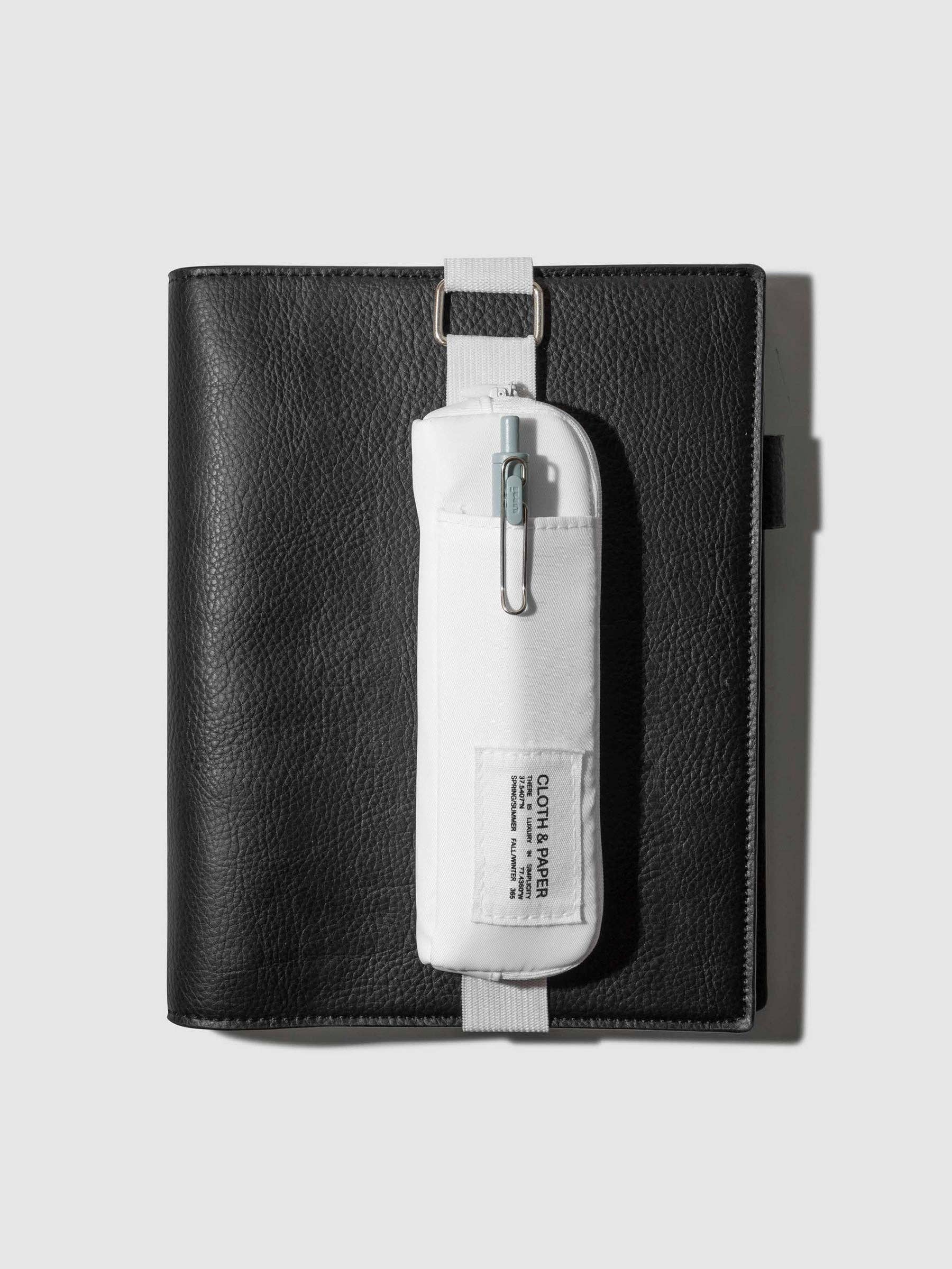 Adjustable Notebook Pouch and Pen Holder / Blanc