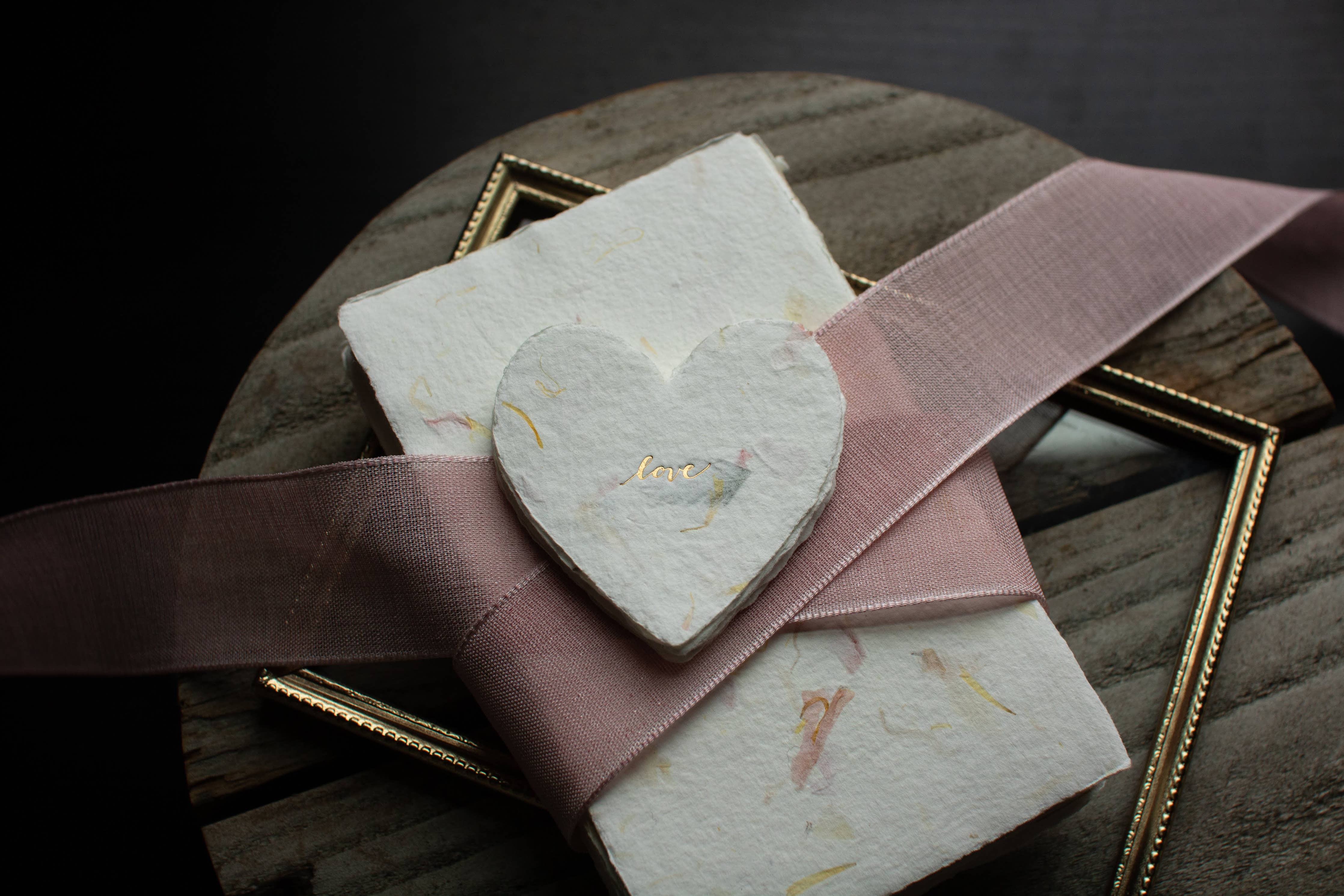 Love Petite Foiled Handmade Paper Letterpress Heart