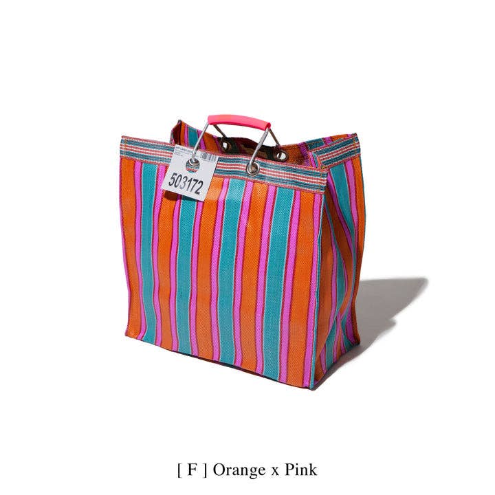 Square Recycled Plastic Stripe Bag