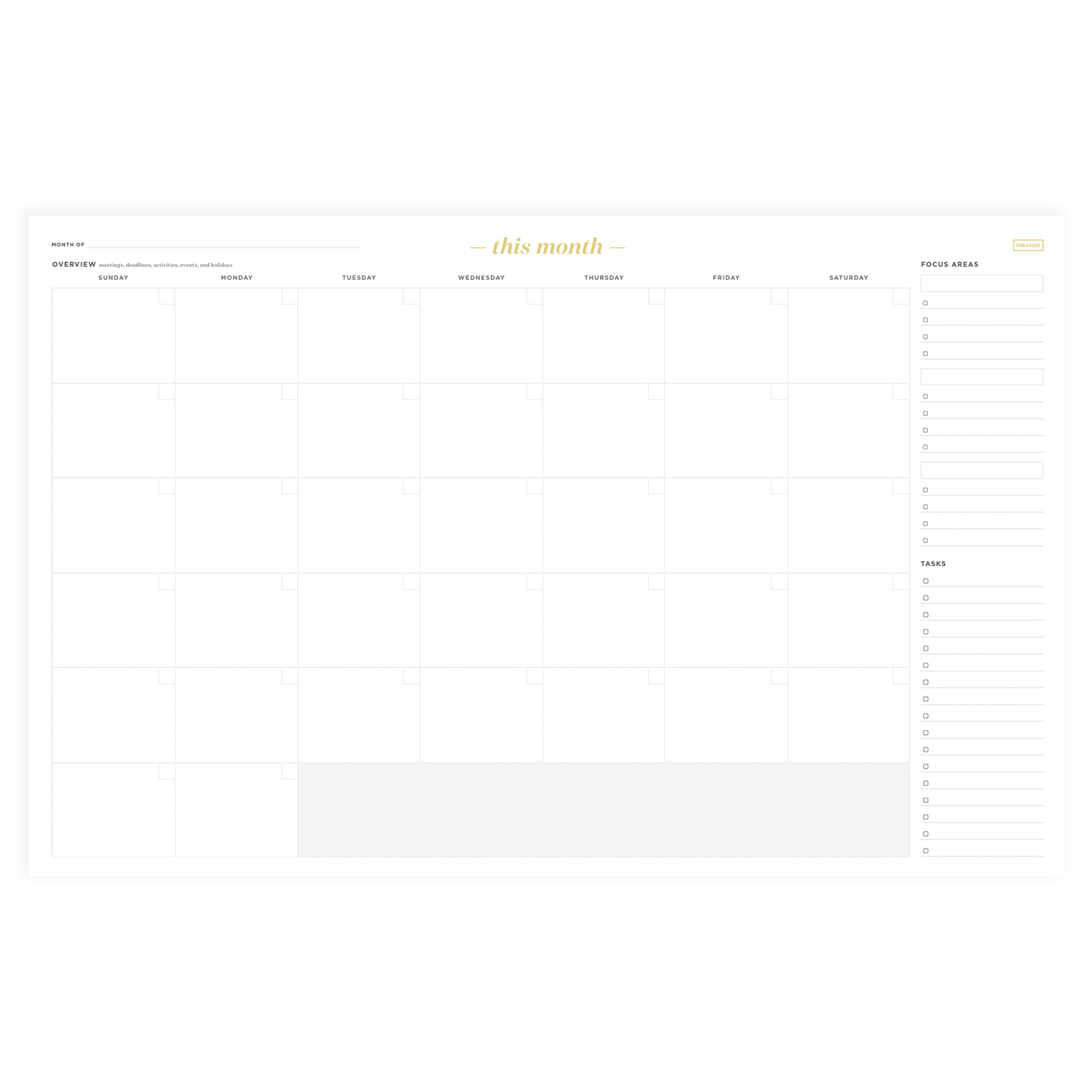 Monthly Calendar Deskpad