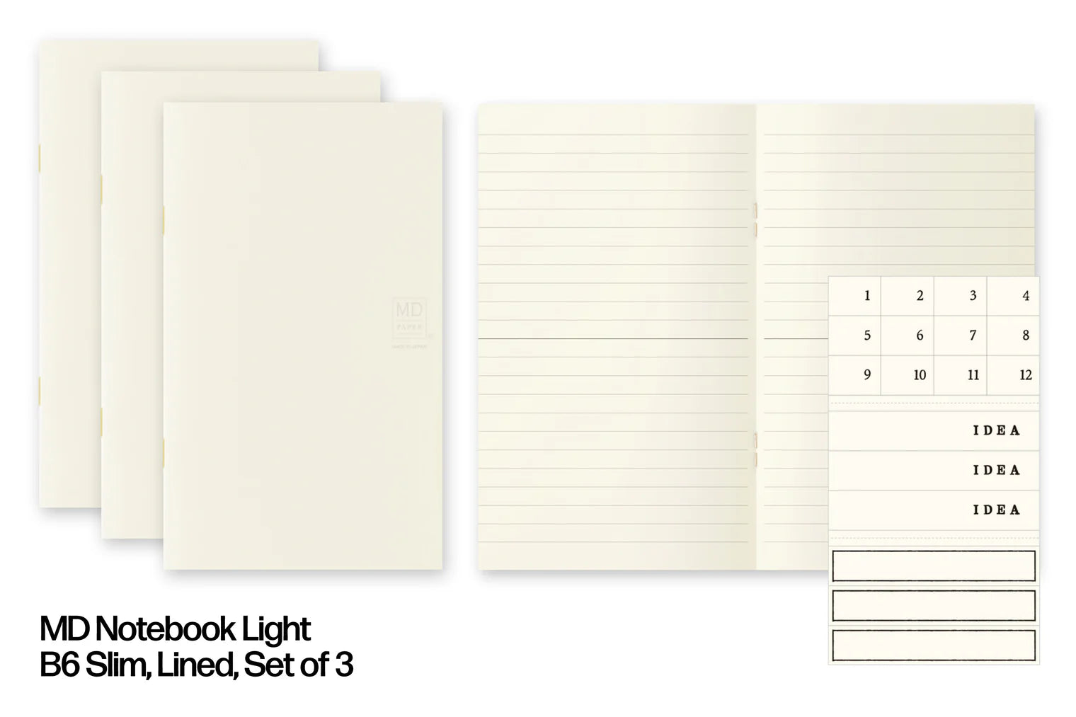 MD Notebook / B6 slim light / lined / 3 pack