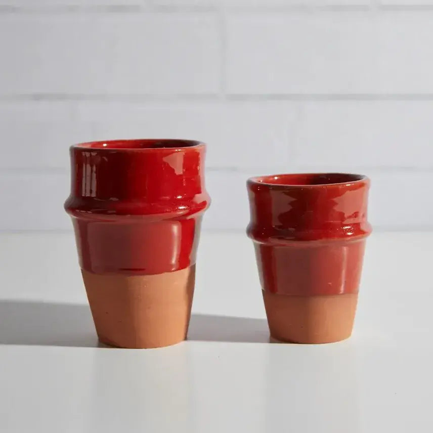 Moroccan Beldi Ceramic Cups / Burnt Red