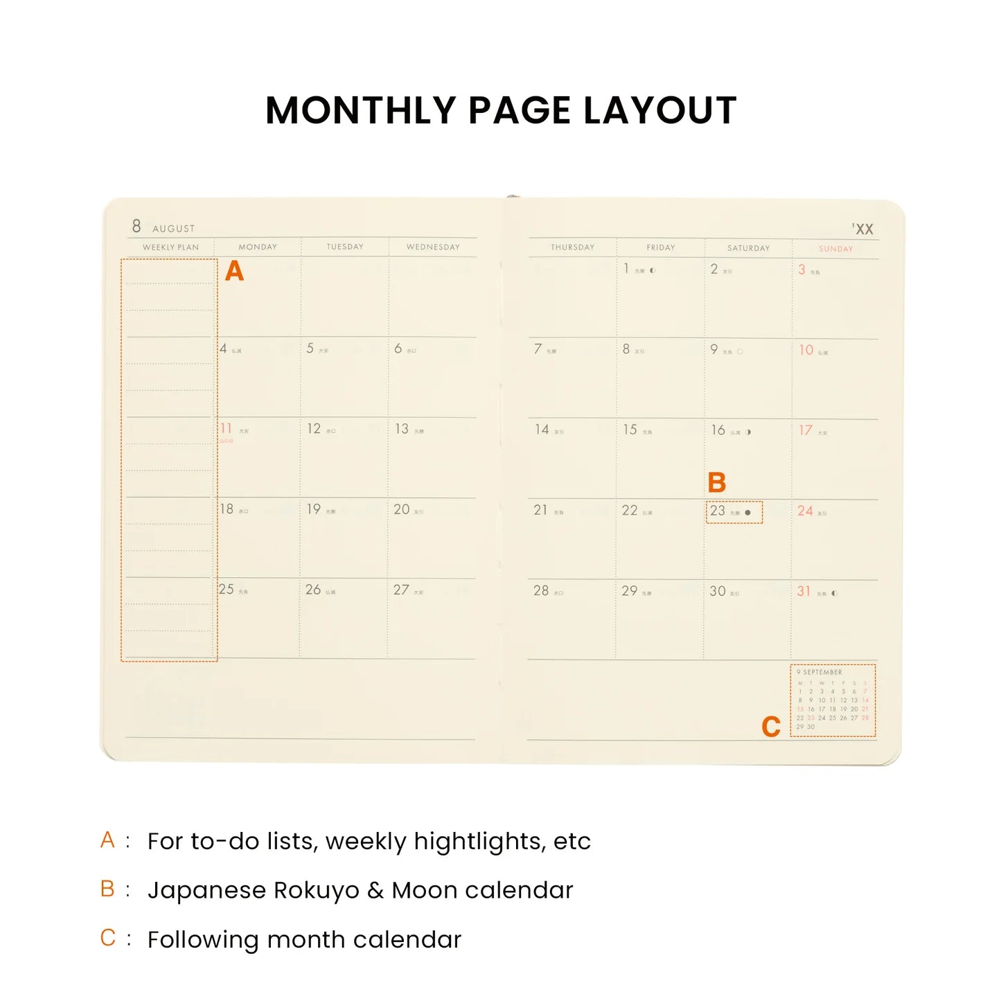 2026 Weekly Planner Poche A6 / Cream