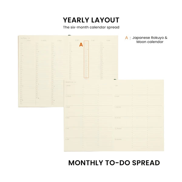 Hightide 2027 Monthly Square Diary / coton A5 / Khaki