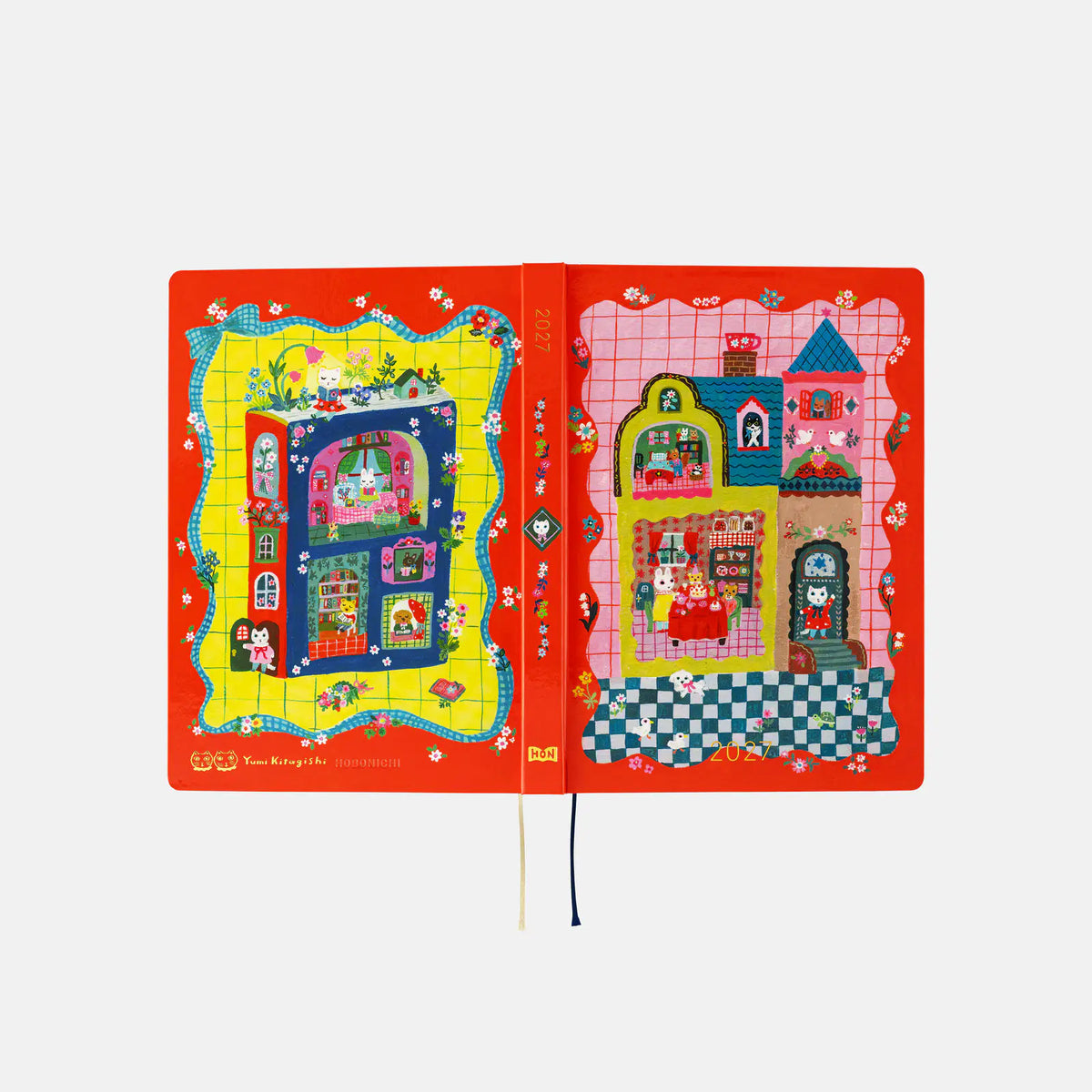 Hobonichi Techo Hon / A5 / Yumi Kitagishi: White Cat and Rabbit's Tea Room