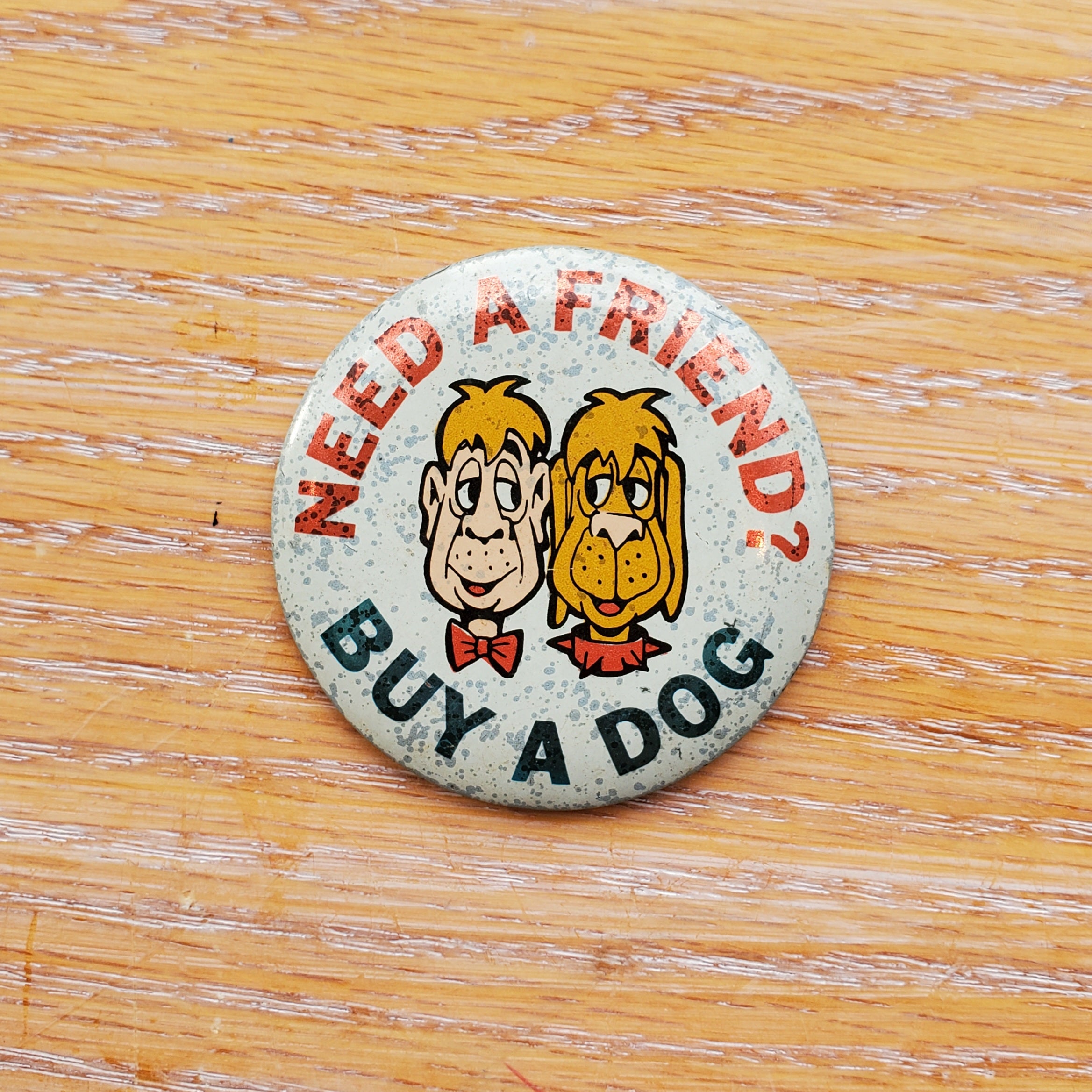 Dog Friend Vintage Pinback Button