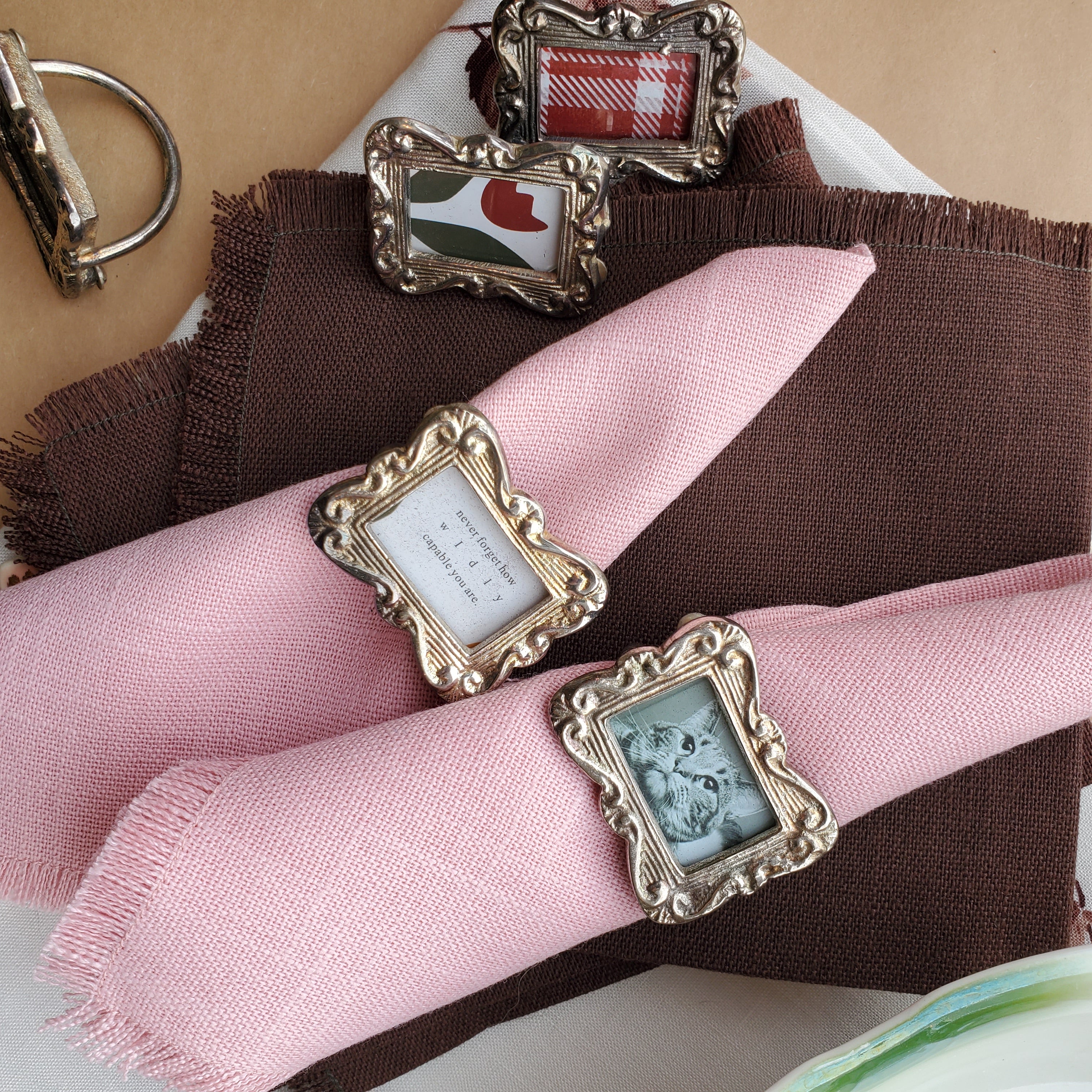 Vintage Picture Frame Napkin Rings / Set of 10