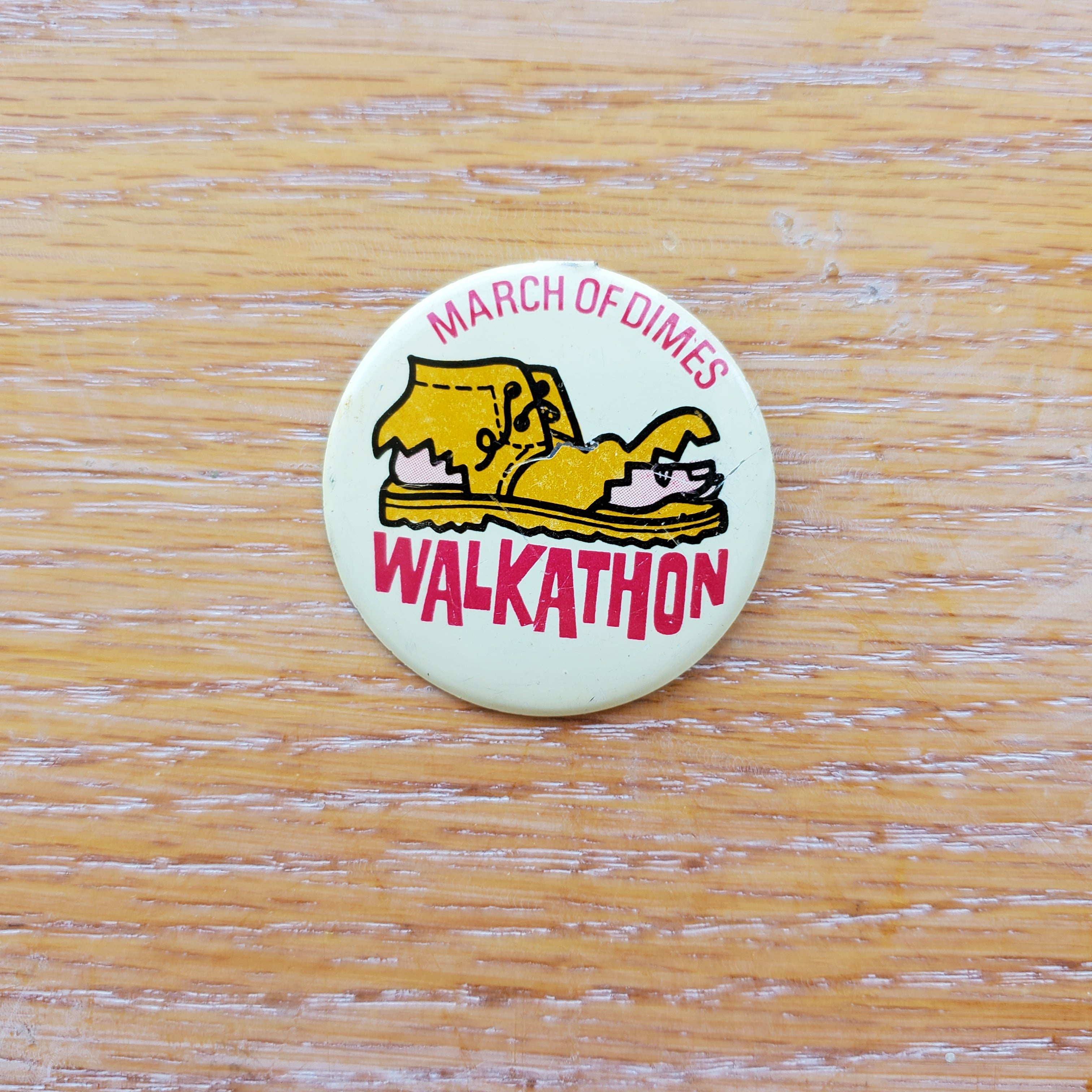 March Of Dimes Walkathon Vintage Metal Folding Button