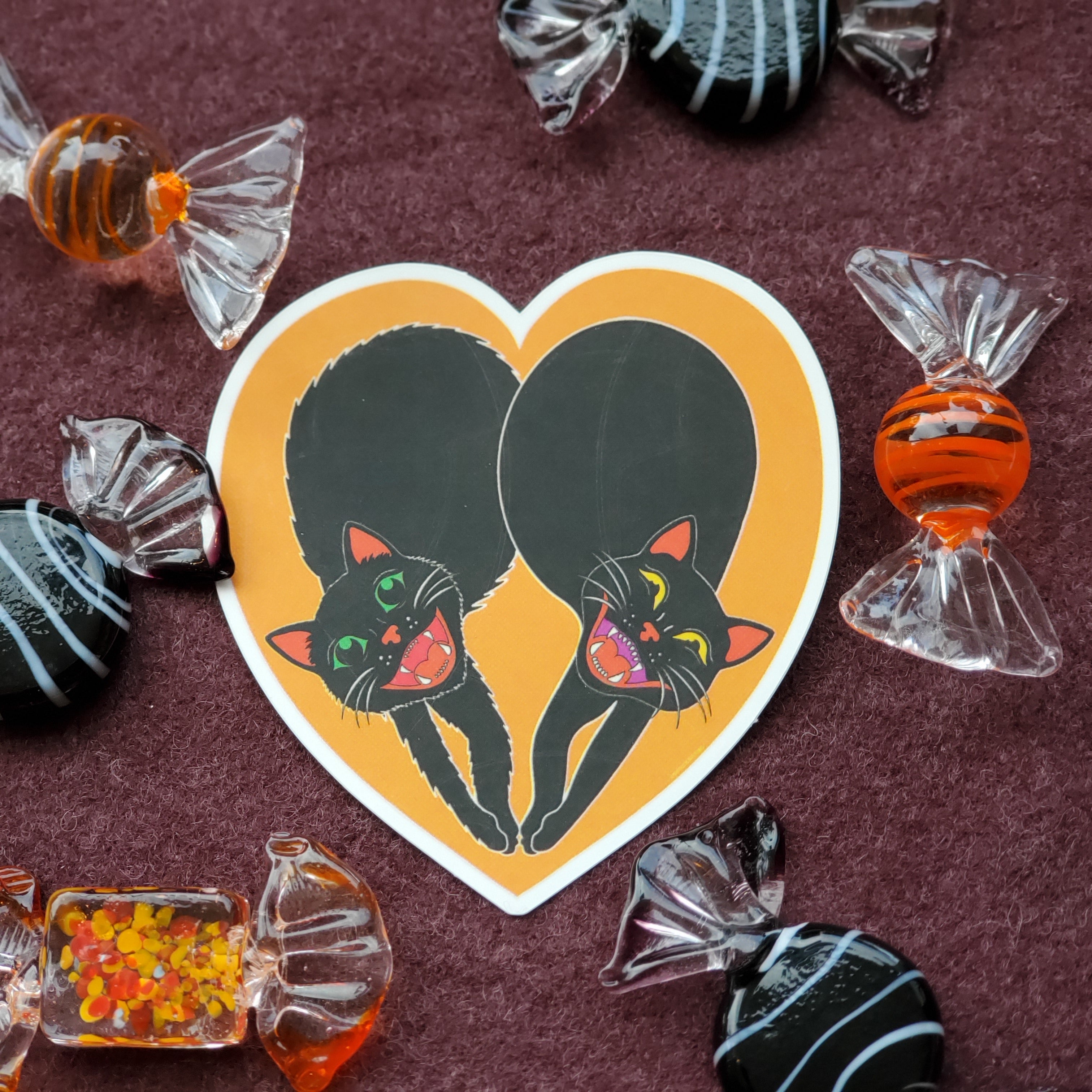 Black Cats Heart Sticker