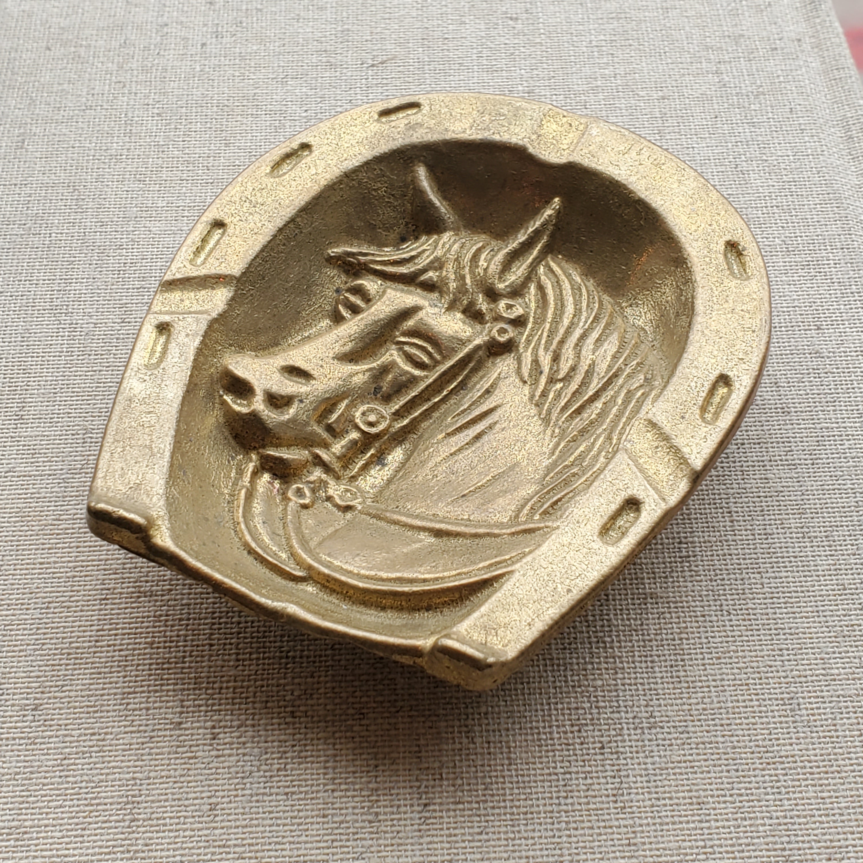 Vintage Brass Horse Ashtray