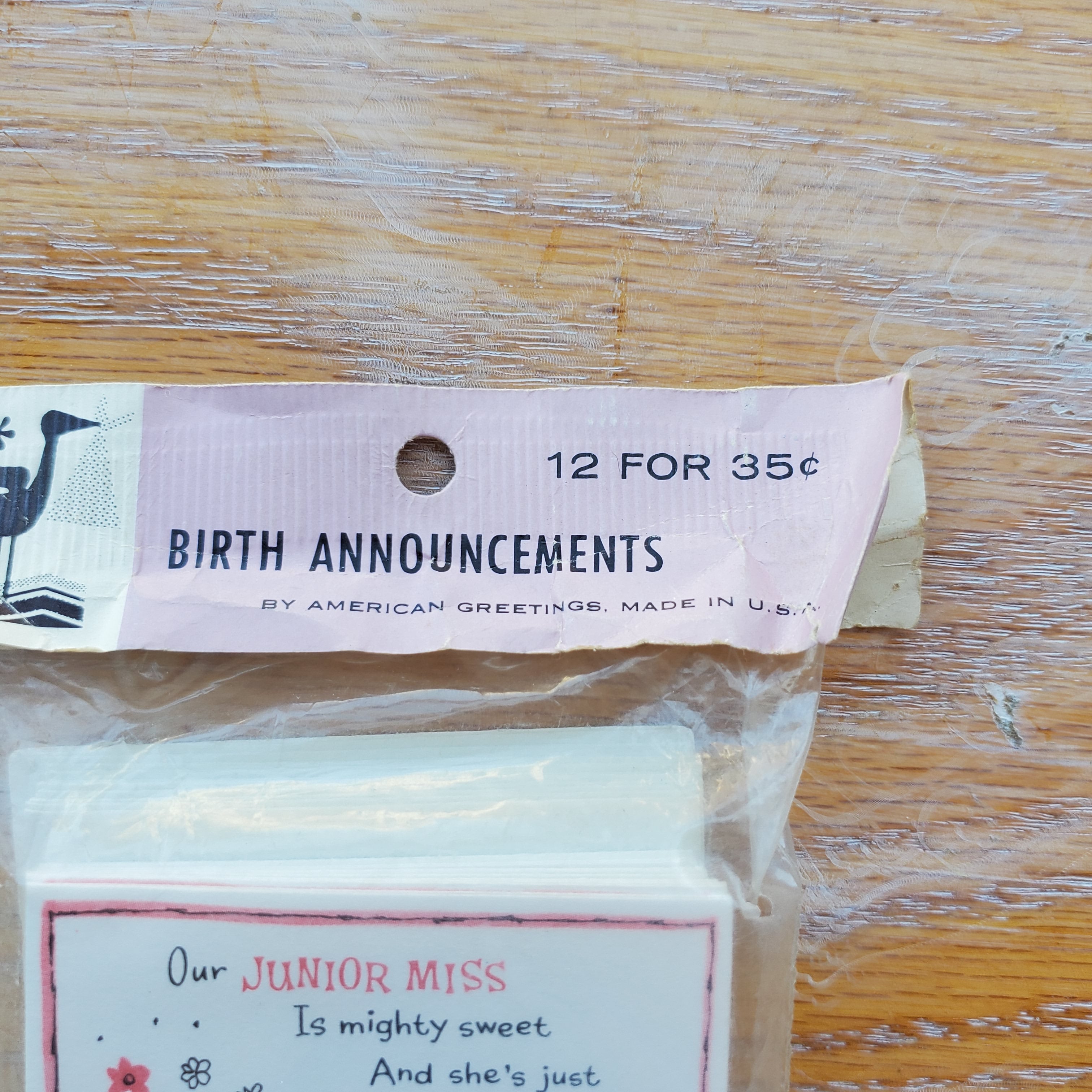 Rare Vintage "Junior Miss" Baby Announcements | Set of 12