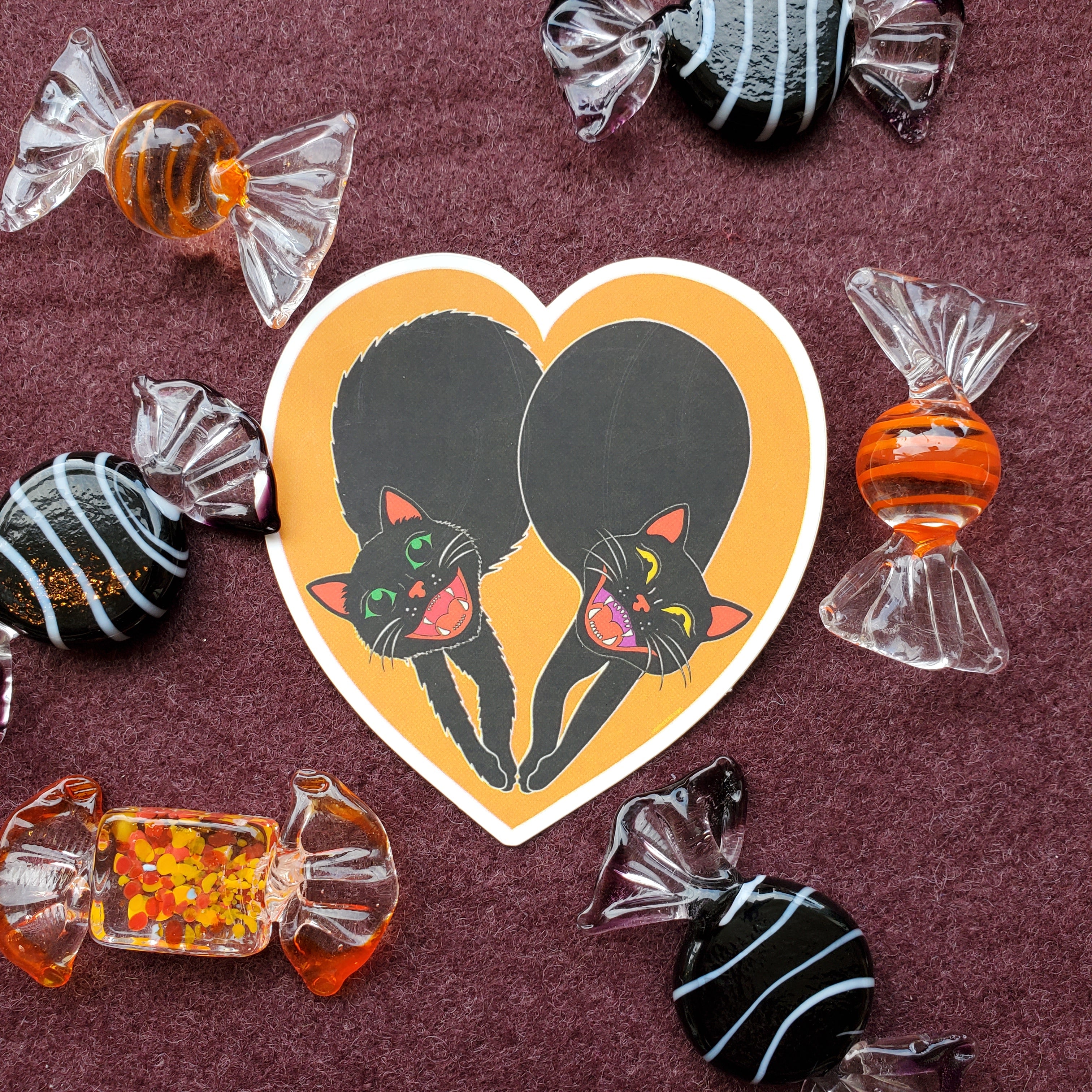 Black Cats Heart Sticker