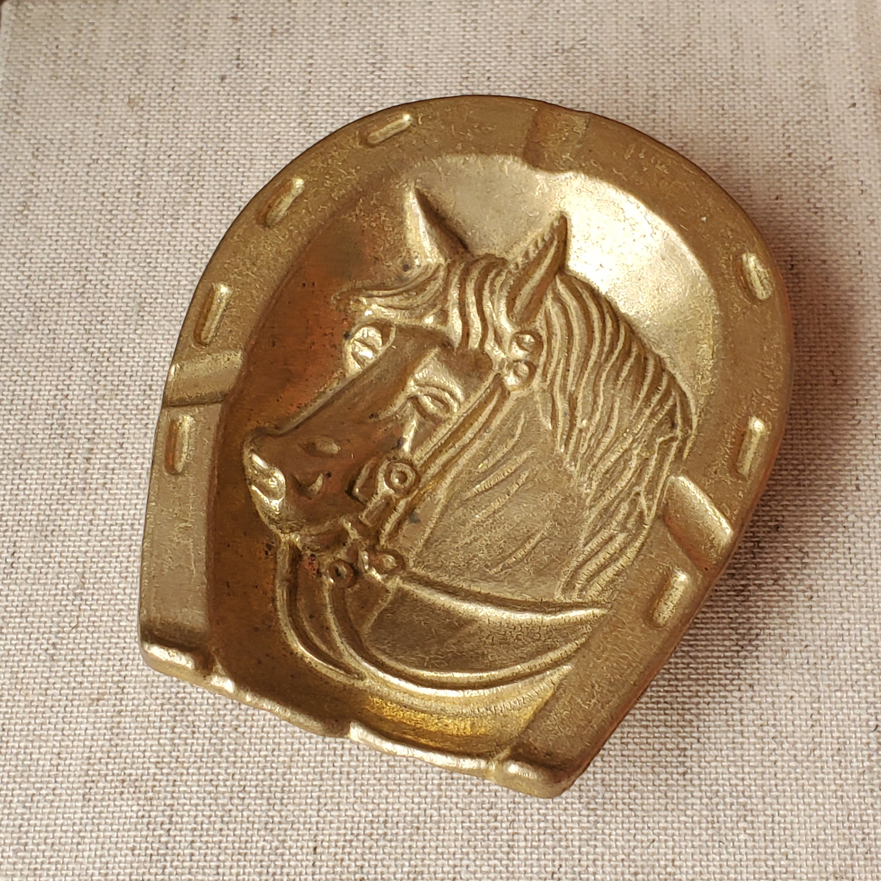 Vintage Brass Horse Ashtray