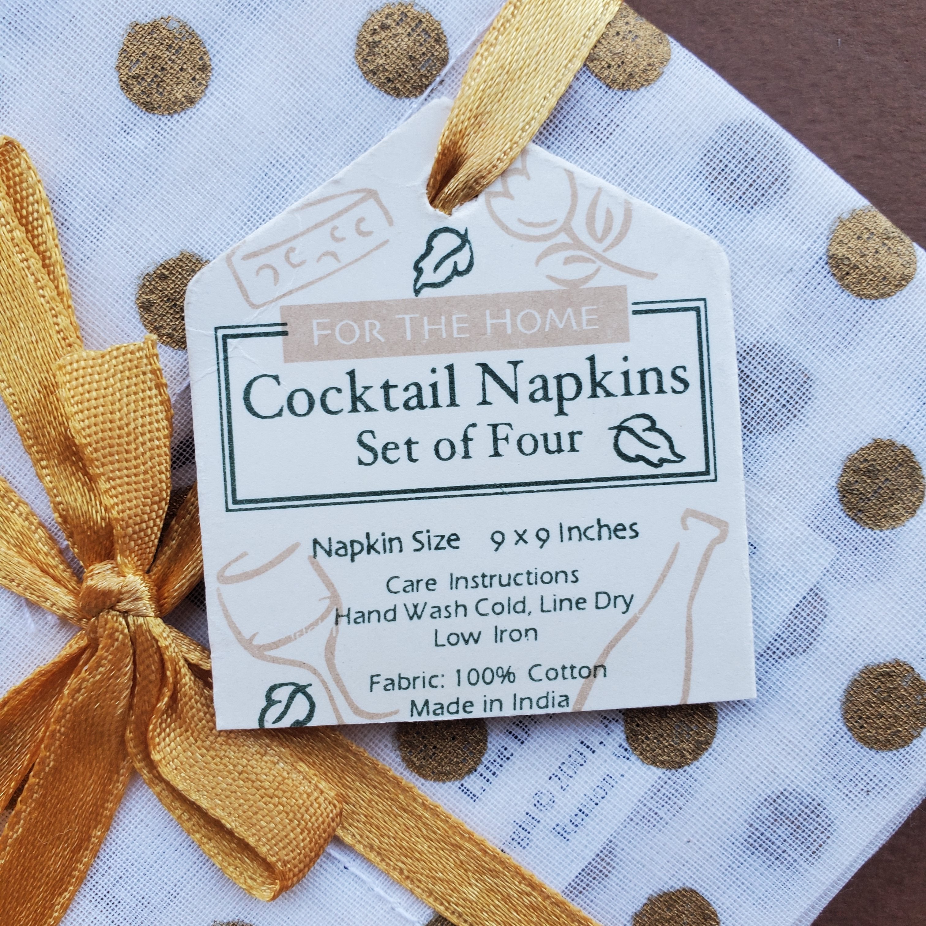 Vintage Polka Dot Cotton Cocktail Napkin / Set of 4