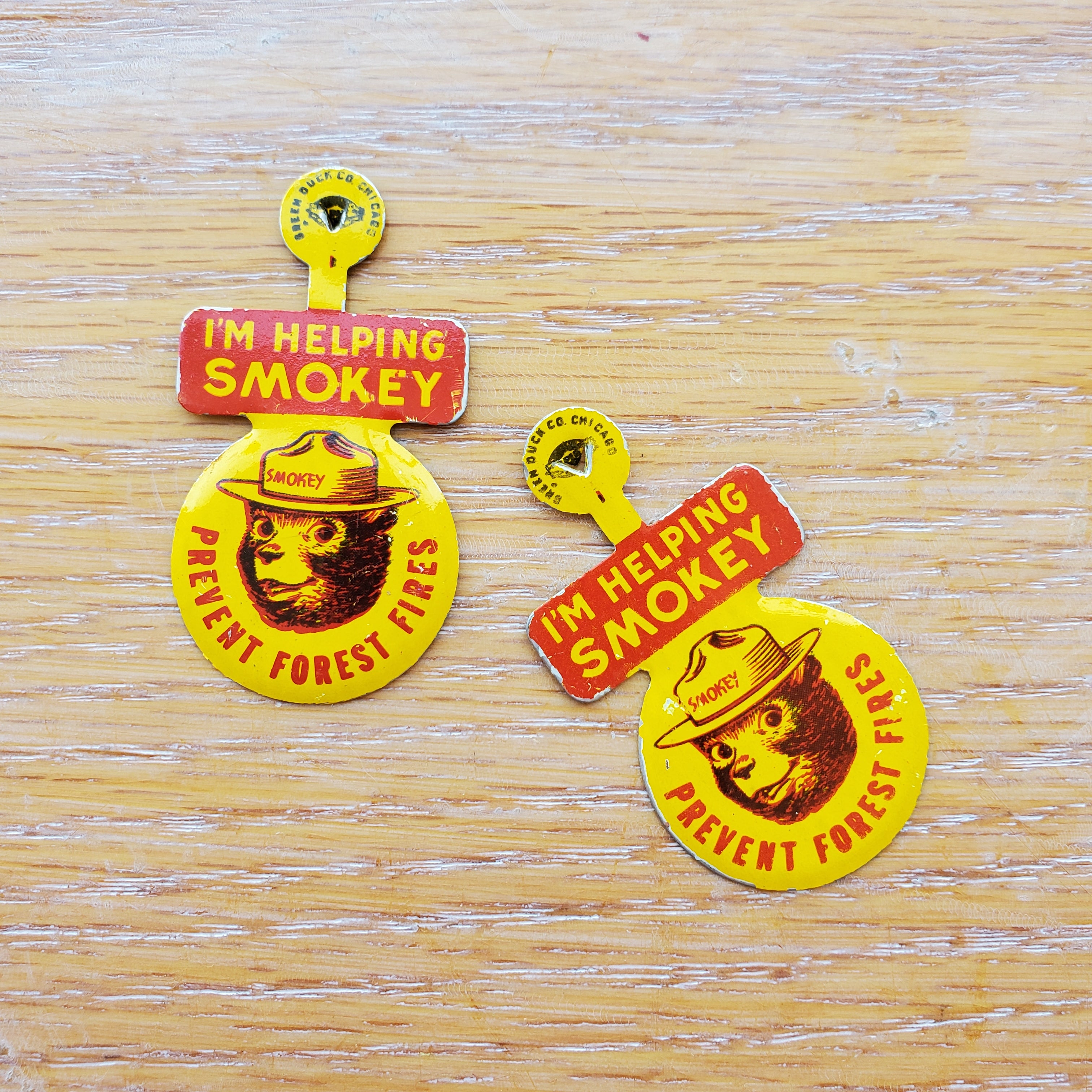 Smokey the Bear Vintage Metal Folding Button