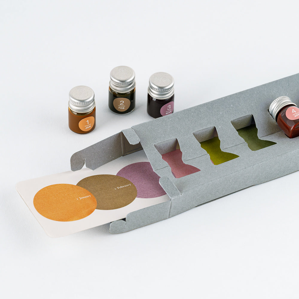 Hobonichi Techo / Kakimori x TSUKI no IRO: Mini Ink Bottle Set / Jan-Jun
