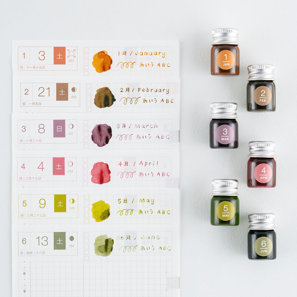 Hobonichi Techo / Kakimori x TSUKI no IRO: Mini Ink Bottle Set / Jan-Jun