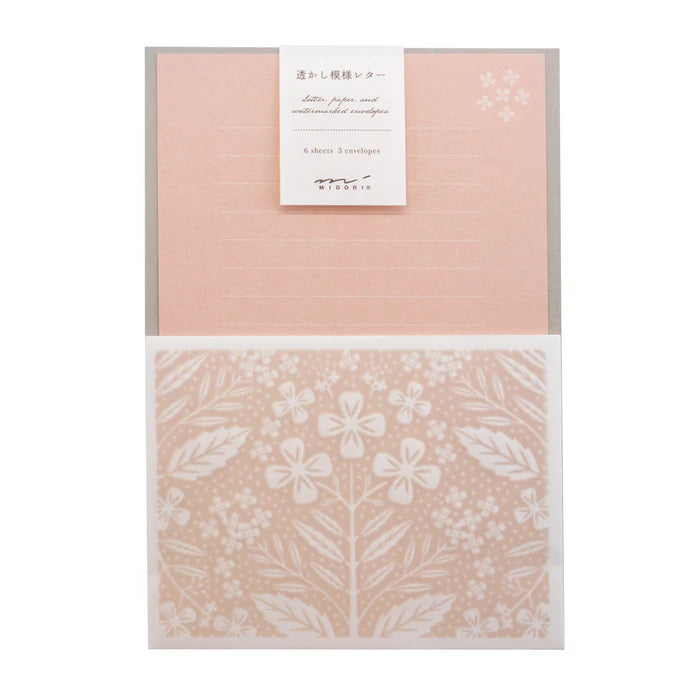 Letterpress stationery set / pink floral