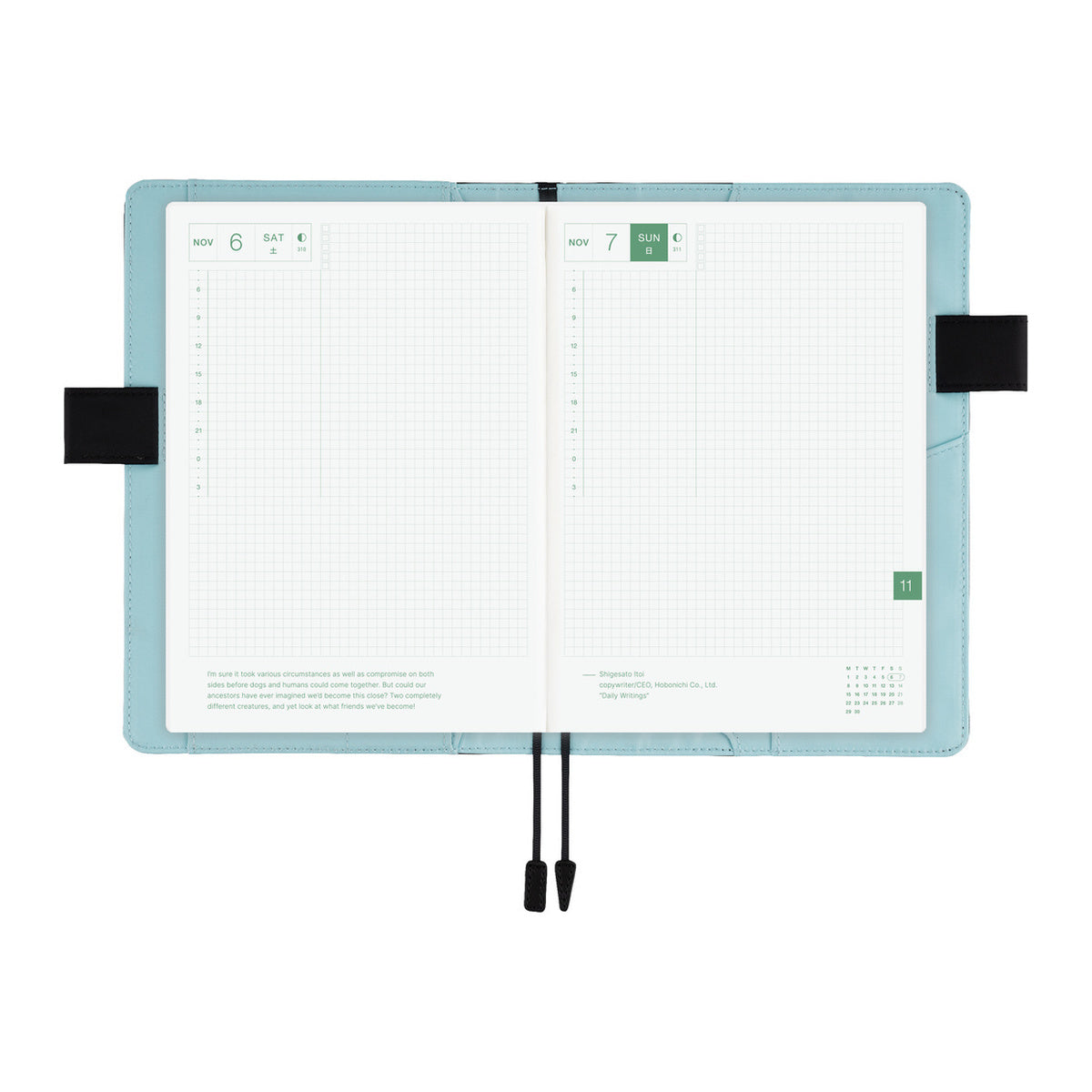 Hobonichi Techo Cover / A6 / Black x Clear Blue