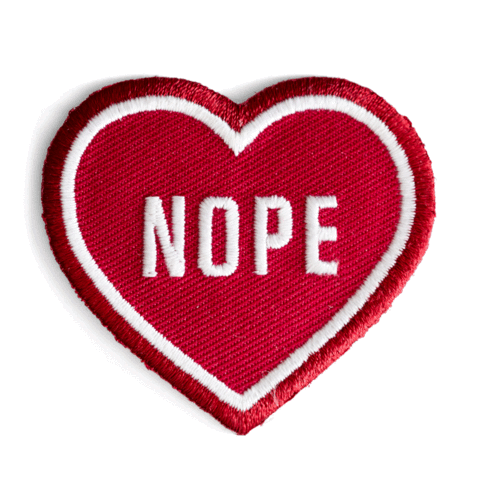 Nope Heart Embroidered Iron-On Patch