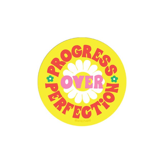 Progress Over Perfection Circle Vinyl Sticker