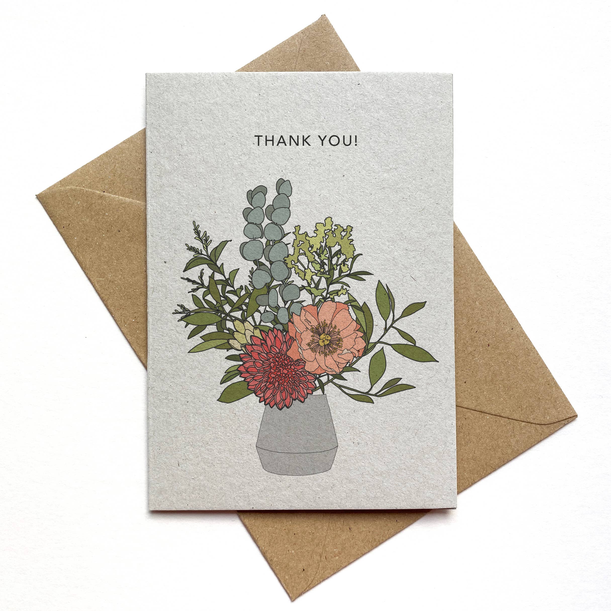 Vase of flowers Thank You Card - recycled & eco friendly