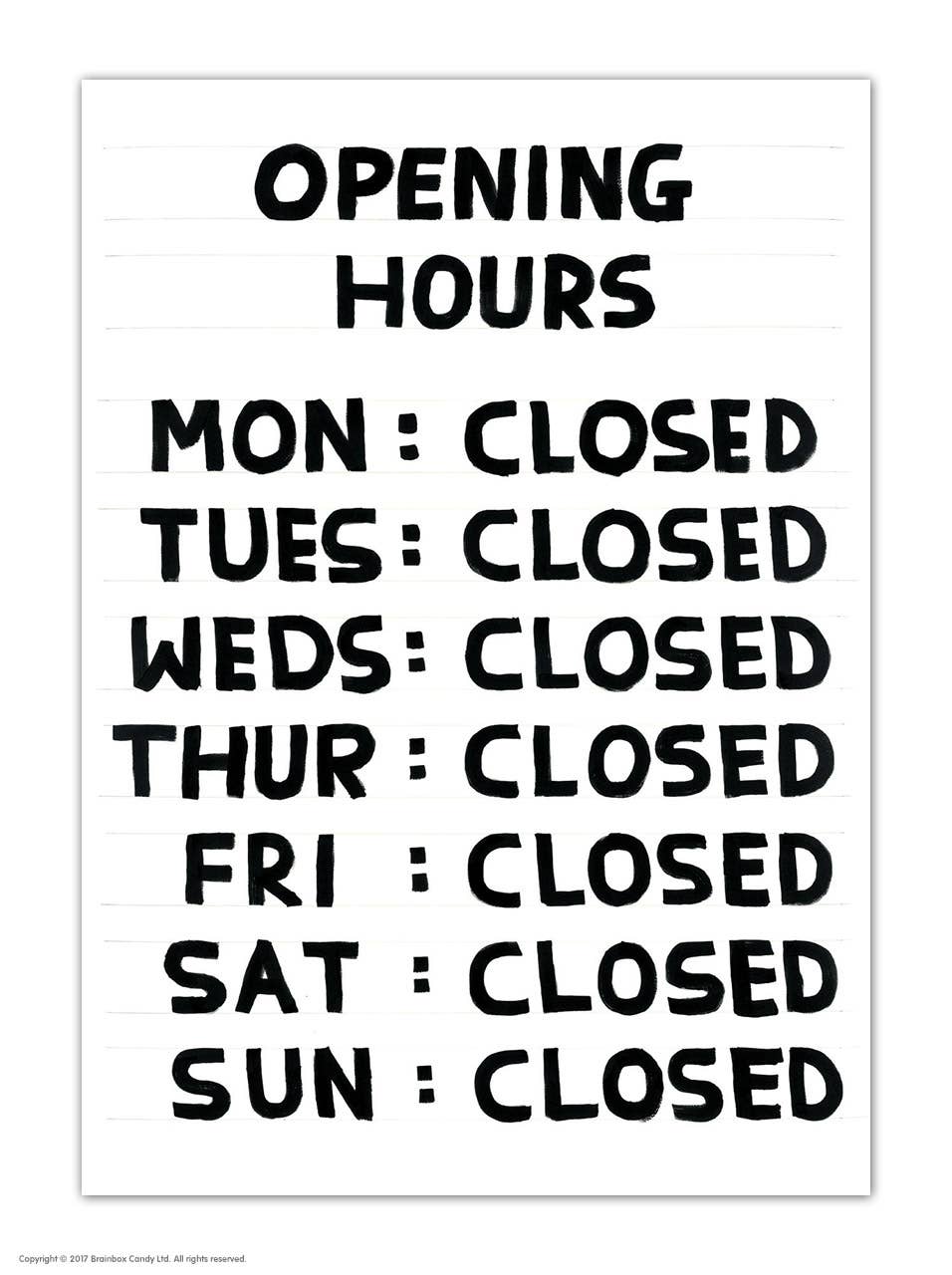 Opening Hours Postcard