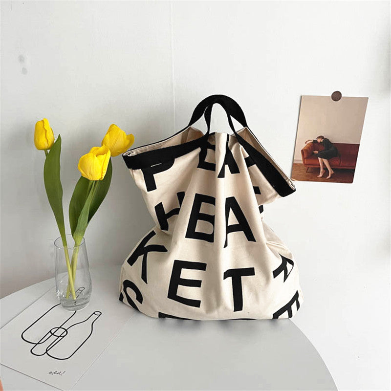 Typography Tote Bag in Cream