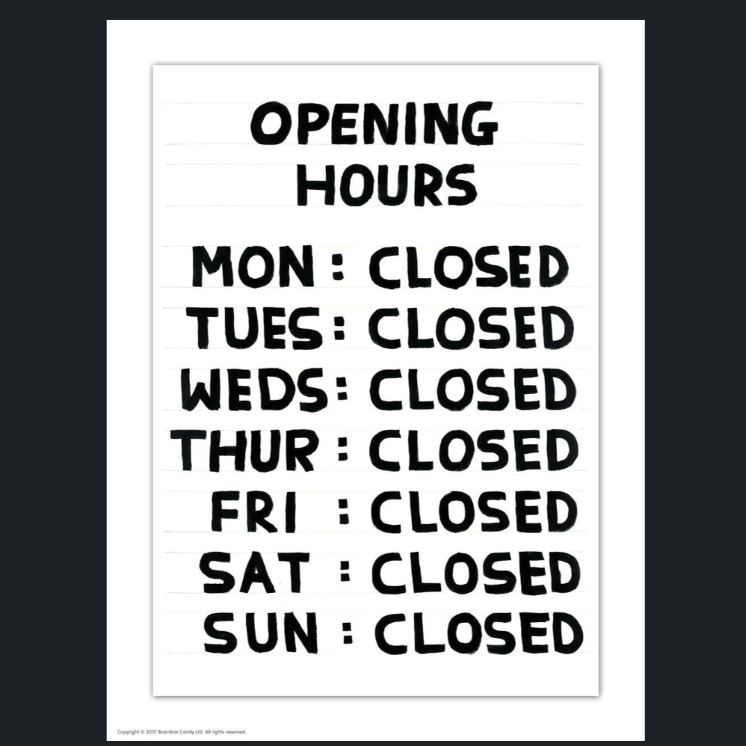 Opening Hours Postcard