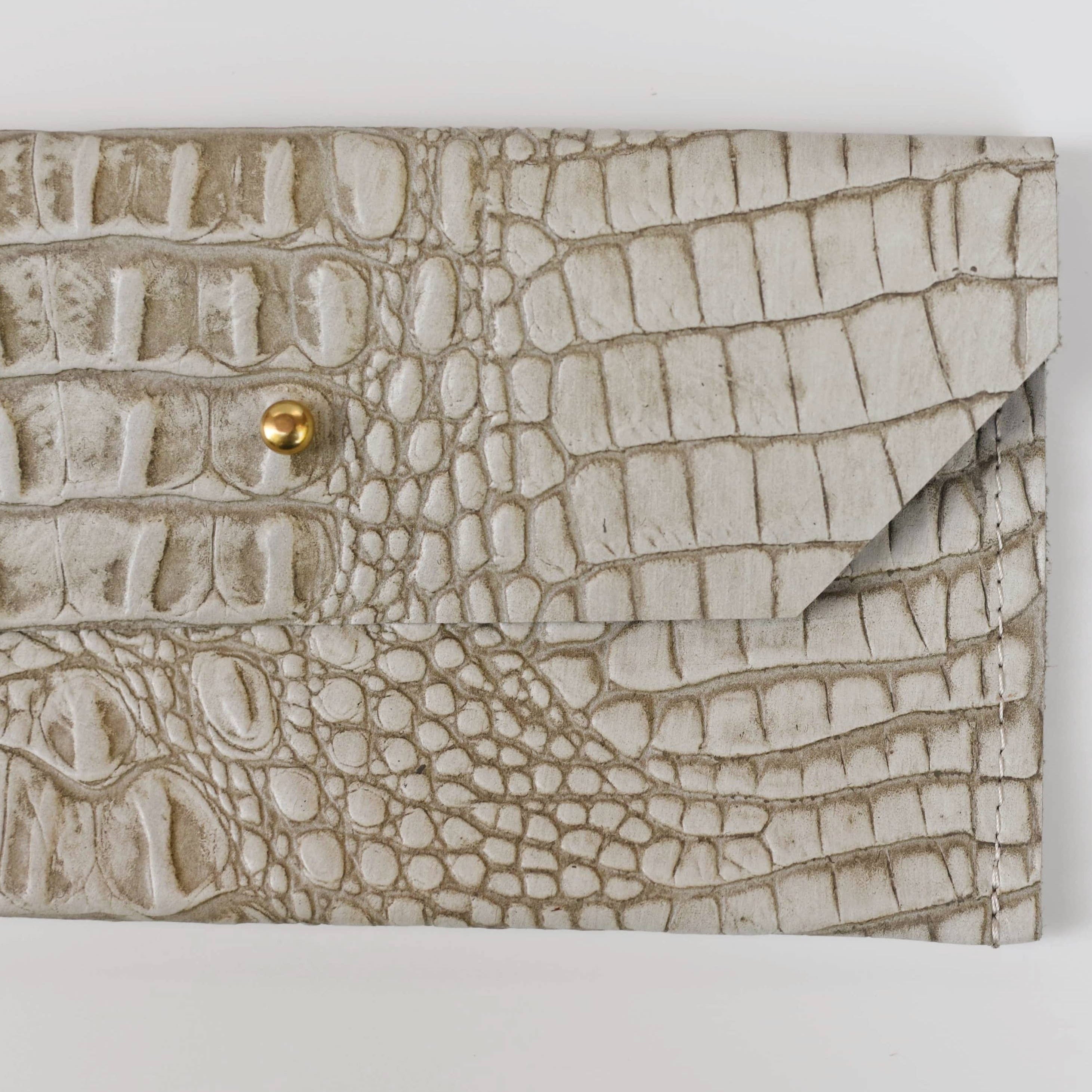 silver embossed leather envelope