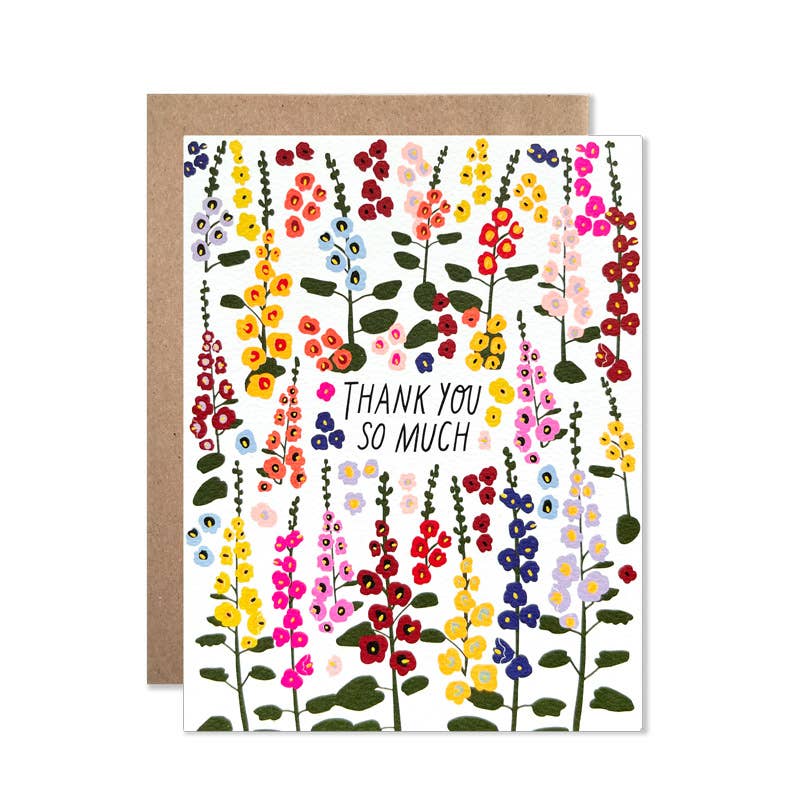 Thank You Hollyhocks Cards / Set of 8
