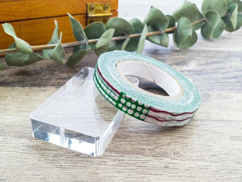 Textile Collage Slim Washi Tape / Green