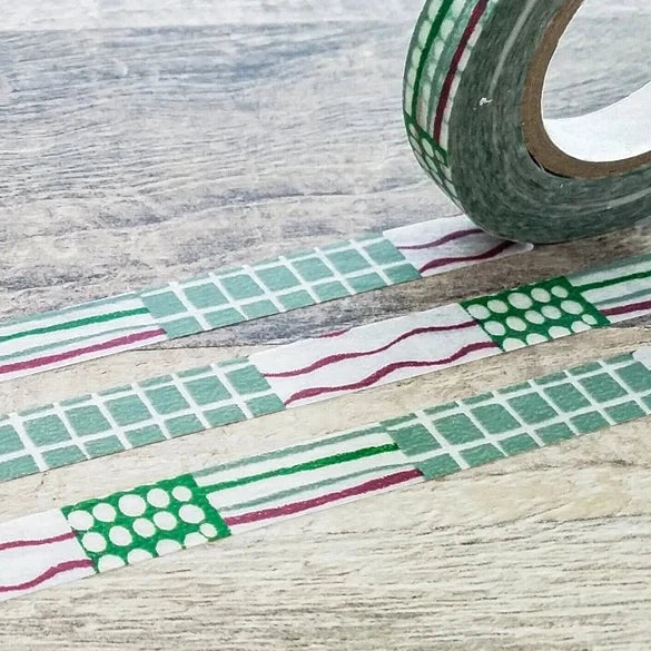 Textile Collage Slim Washi Tape / Green