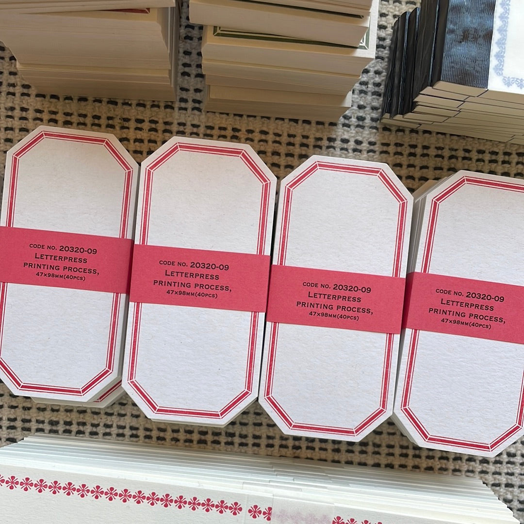 Red Letterpressed Labels