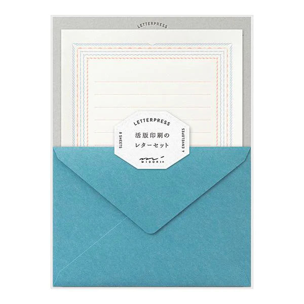 Letterpress stationery set / blue frame